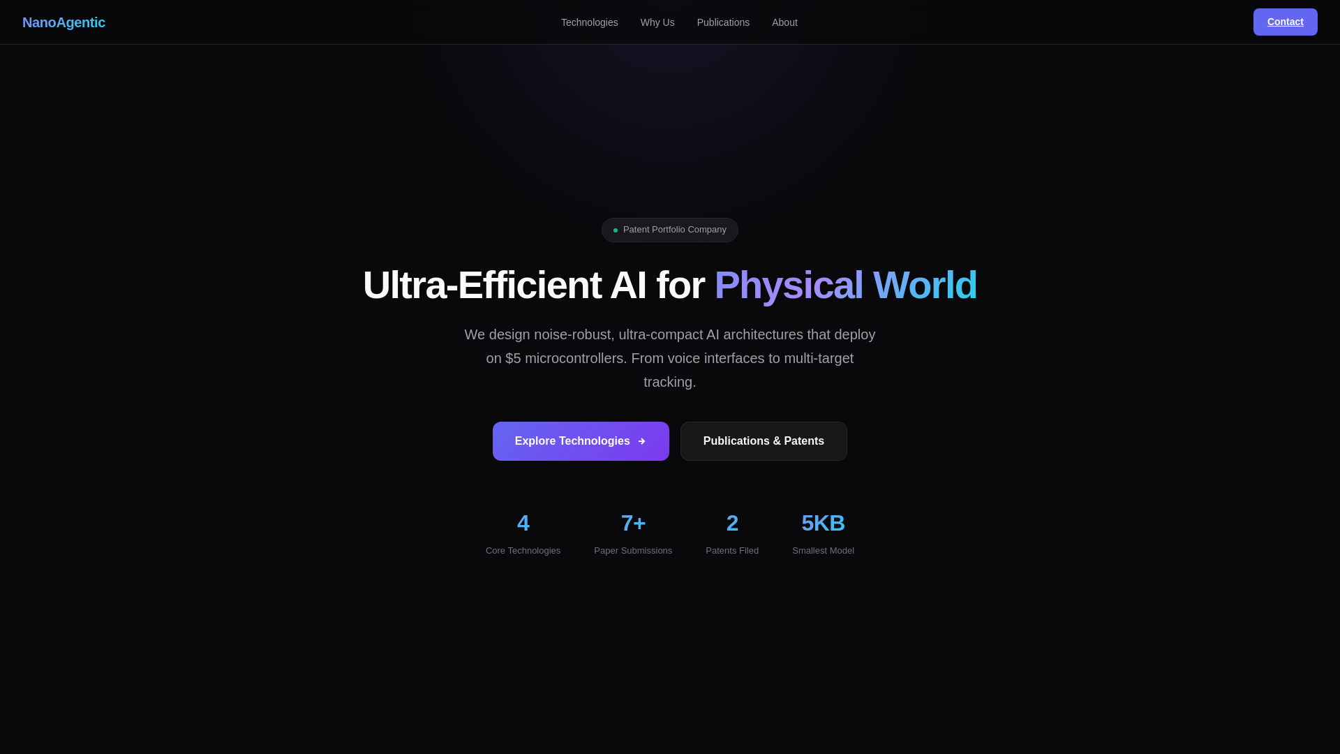 website screenshot of https://nanoagentic.ai