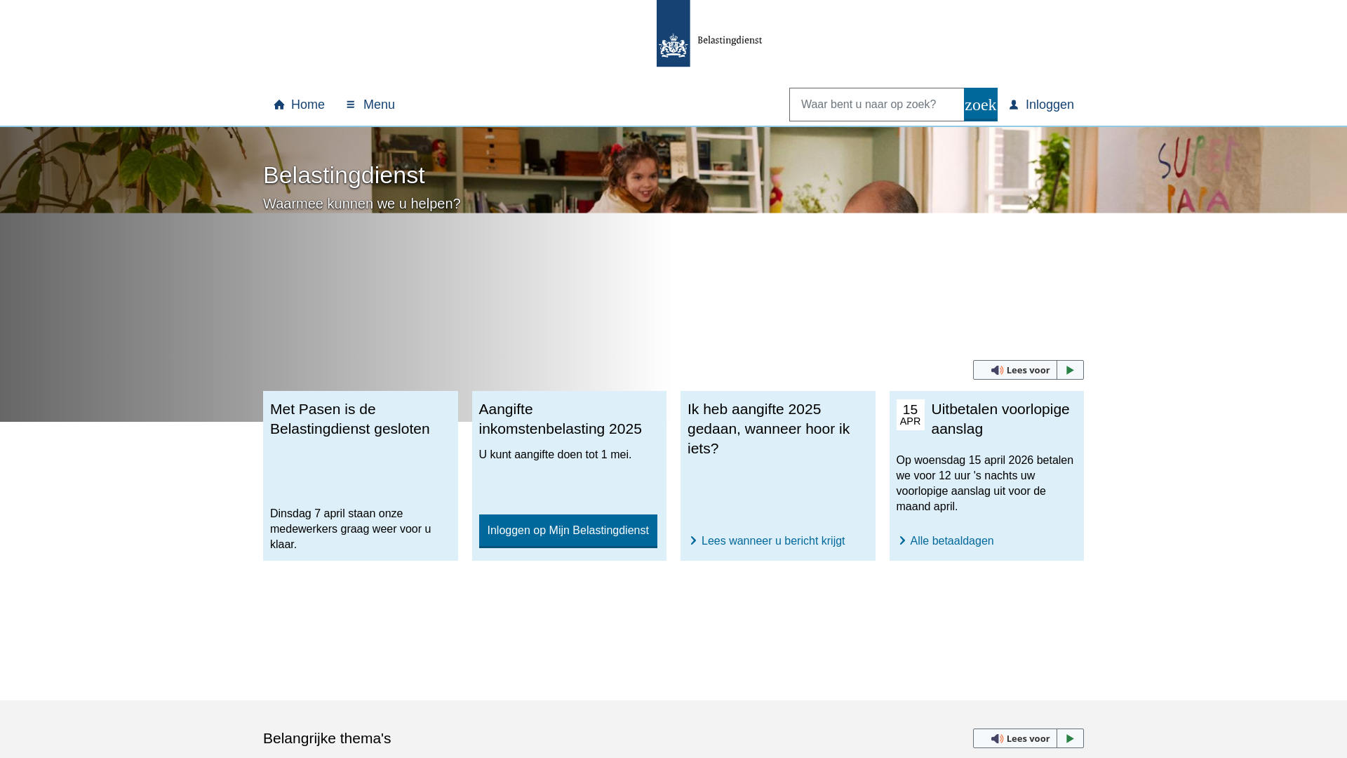 website screenshot of https://www.belastingdienst.nl/