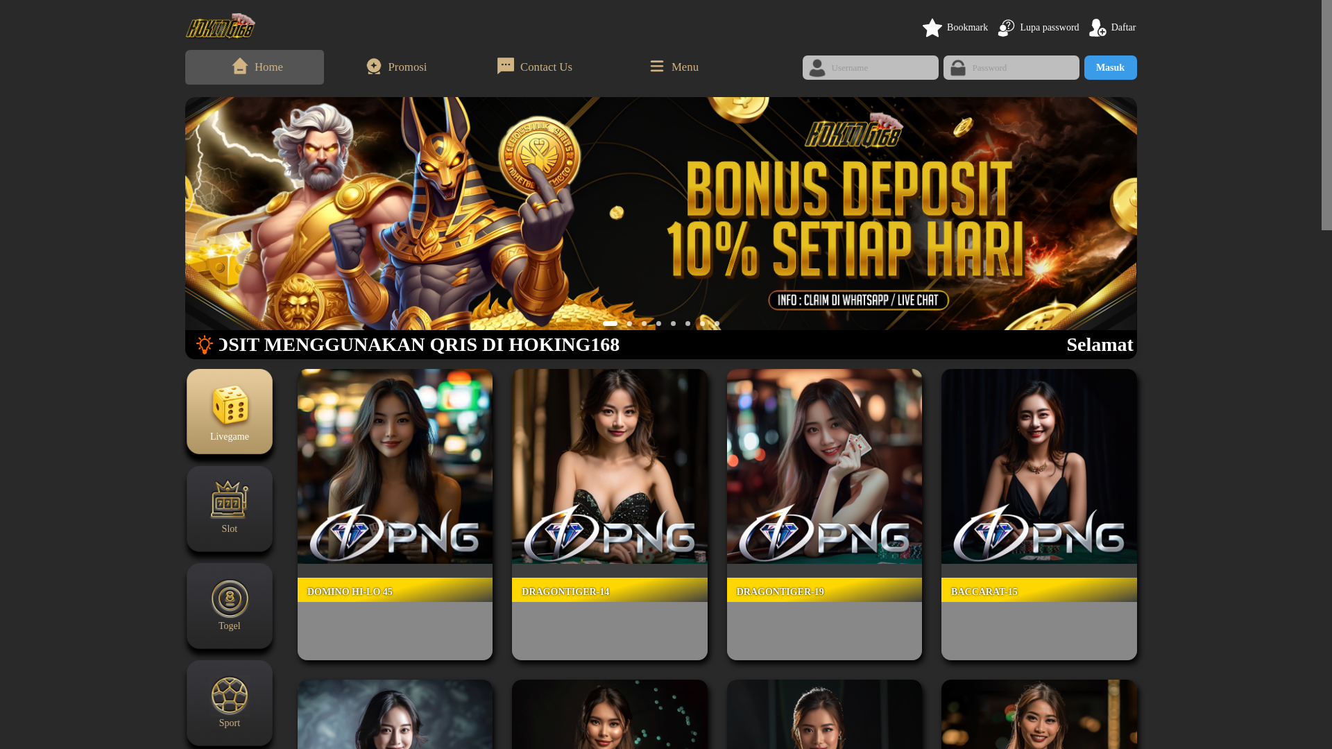 website screenshot of https://carihoking168.online/