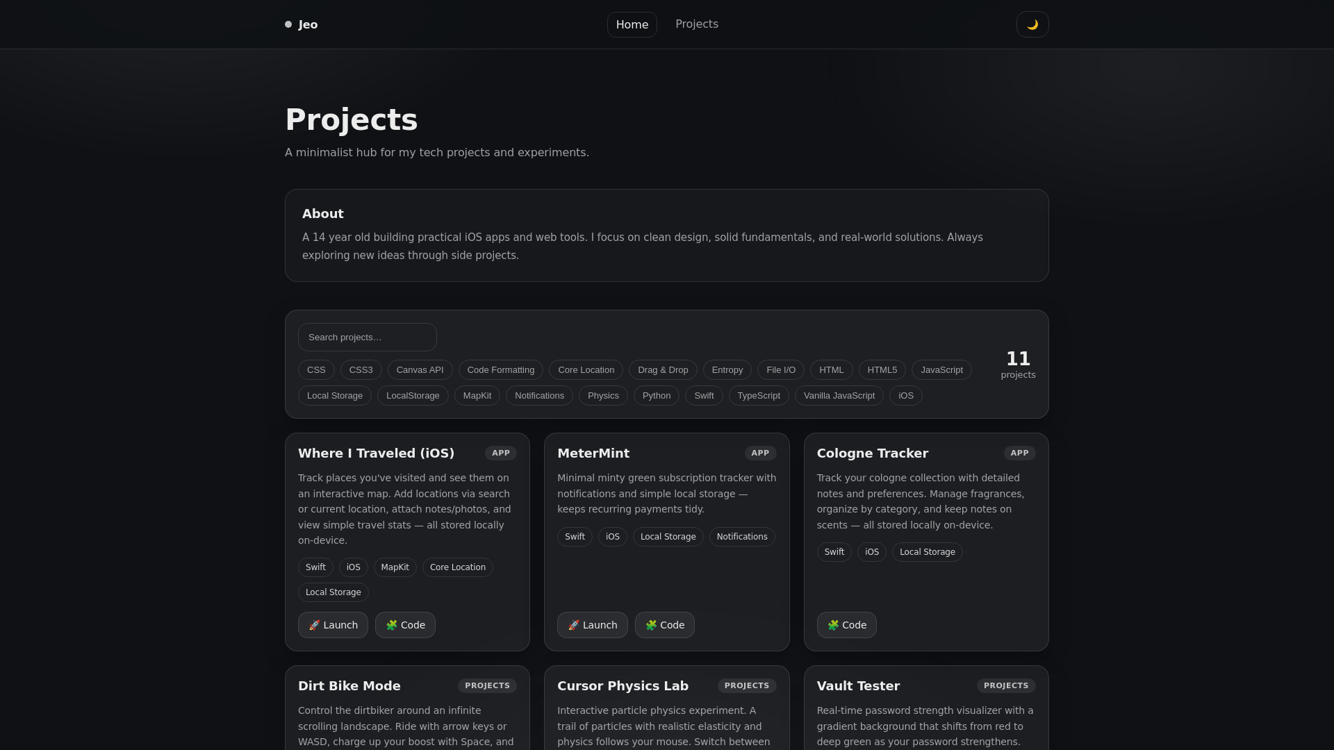 website screenshot of https://jeocodes.com/