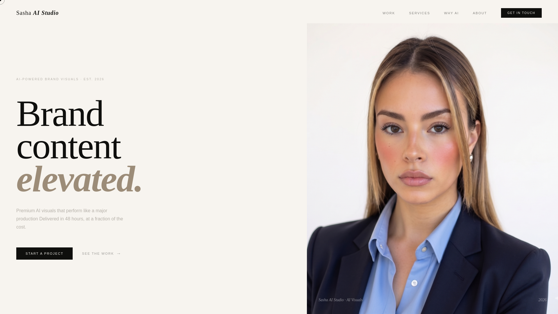 website screenshot of https://studiosasha.ai/