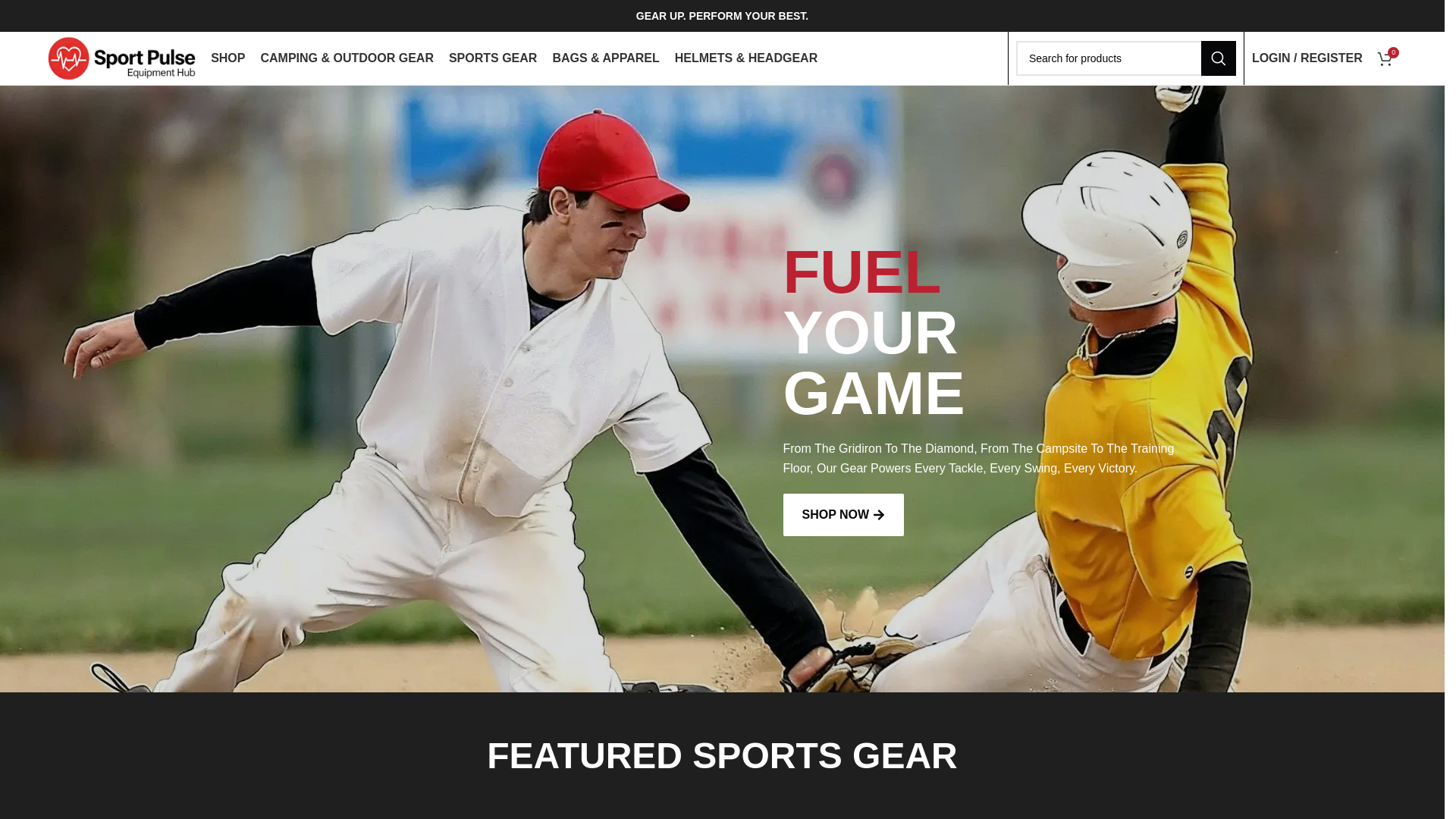 website screenshot of https://sportpulseequipmenthub.com