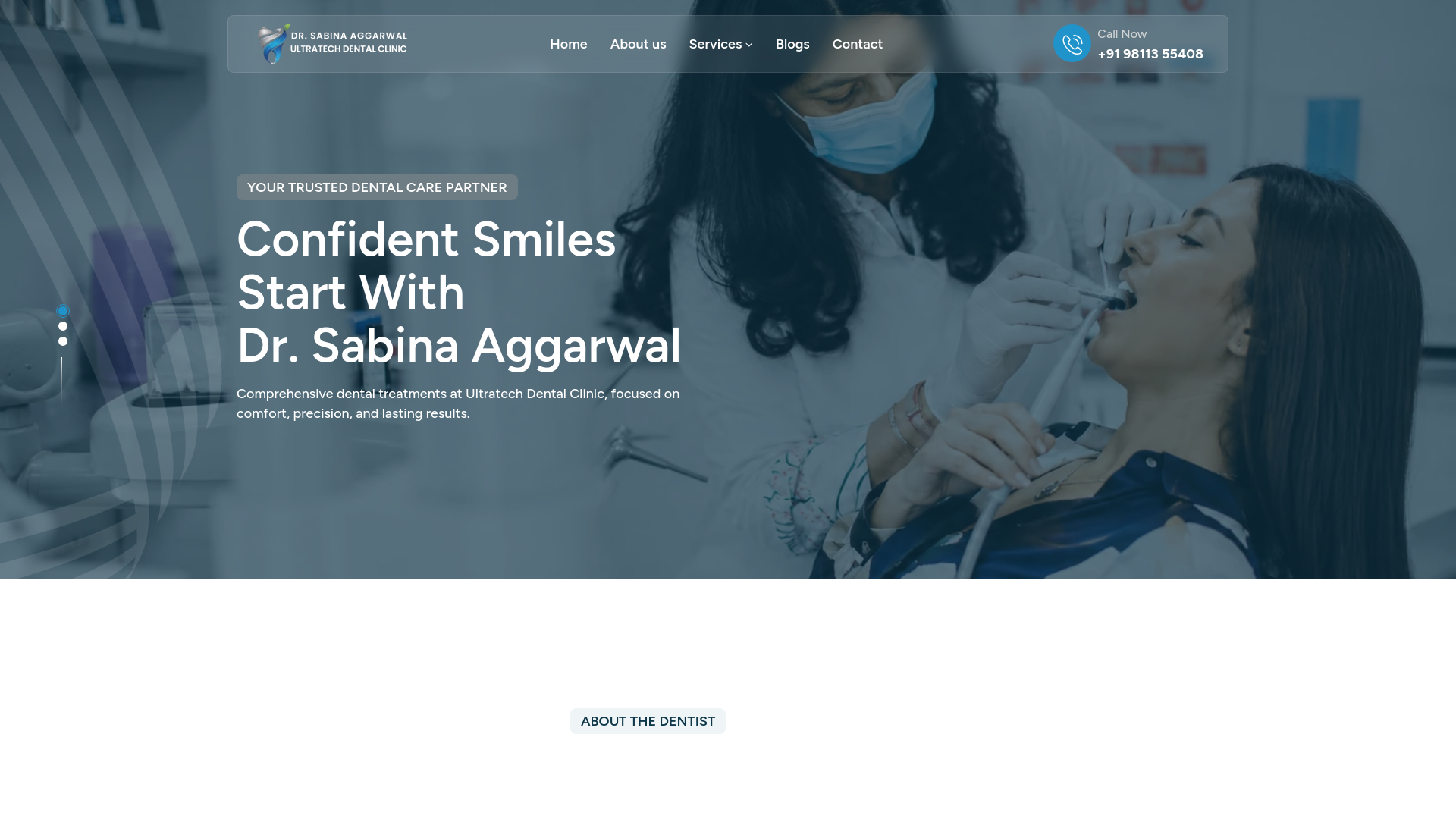 website screenshot of https://ultratechdentalclinic.com/