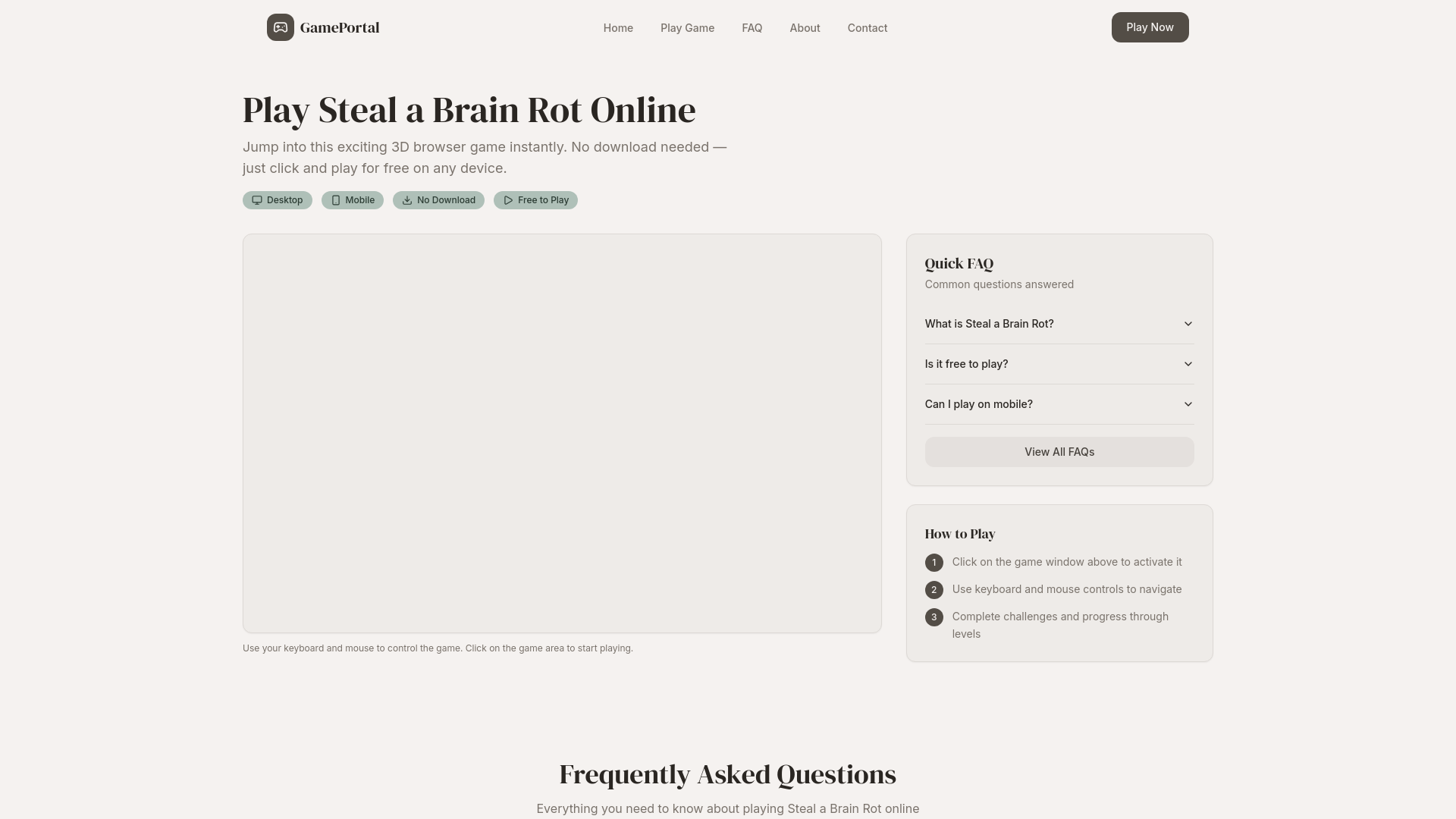 website screenshot of https://stealabrainrot.club/
