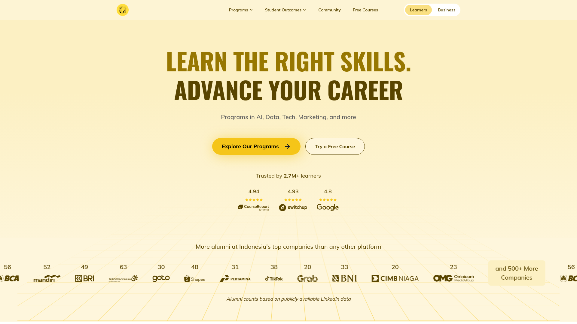 website screenshot of https://revou-staging-website.pages.dev/