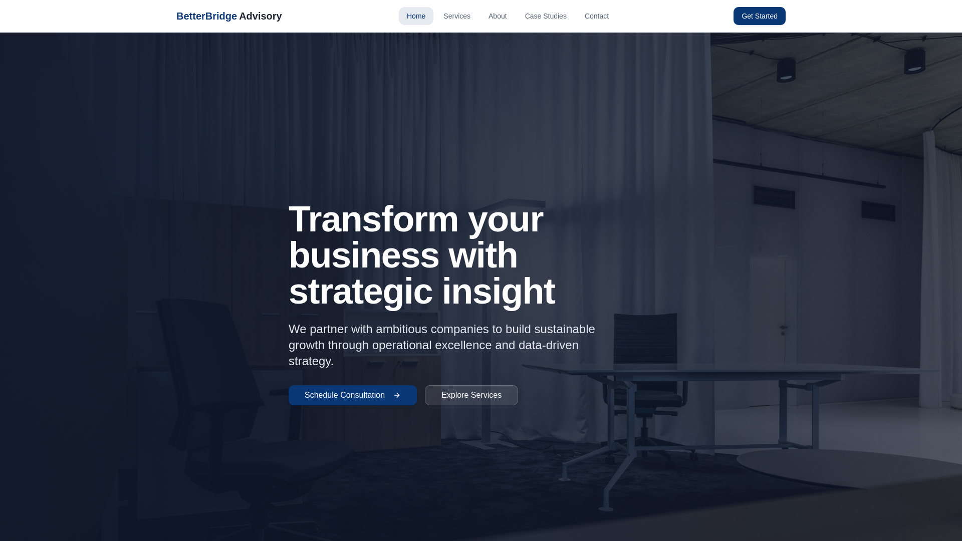 website screenshot of https://betterbridgeadvisory.com