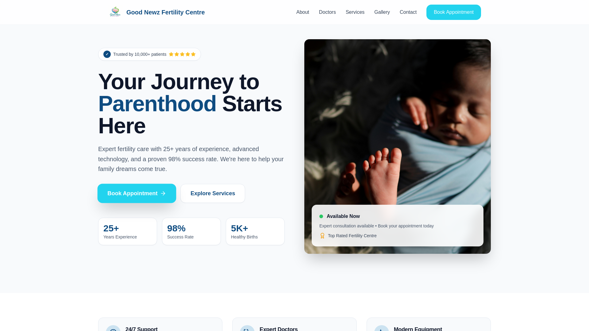 website screenshot of https://goodnewzfertilitycenter.com/