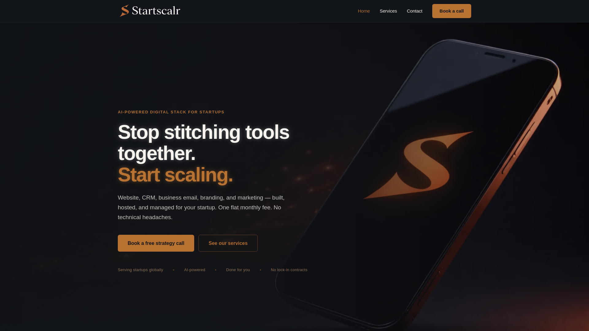 website screenshot of https://startscalr.com/