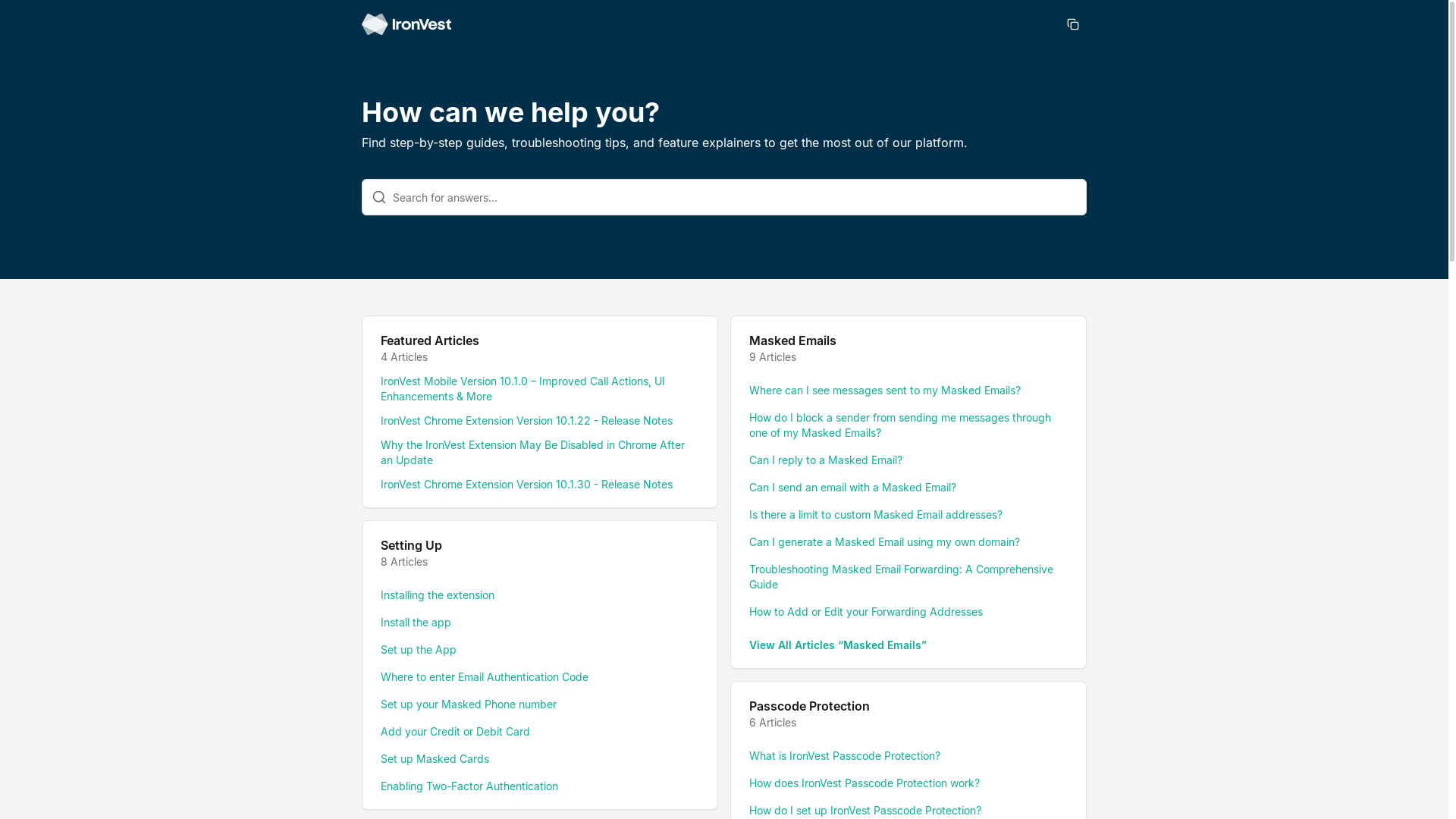 website screenshot of https://ironvest-kb.instantdocsbase.com/