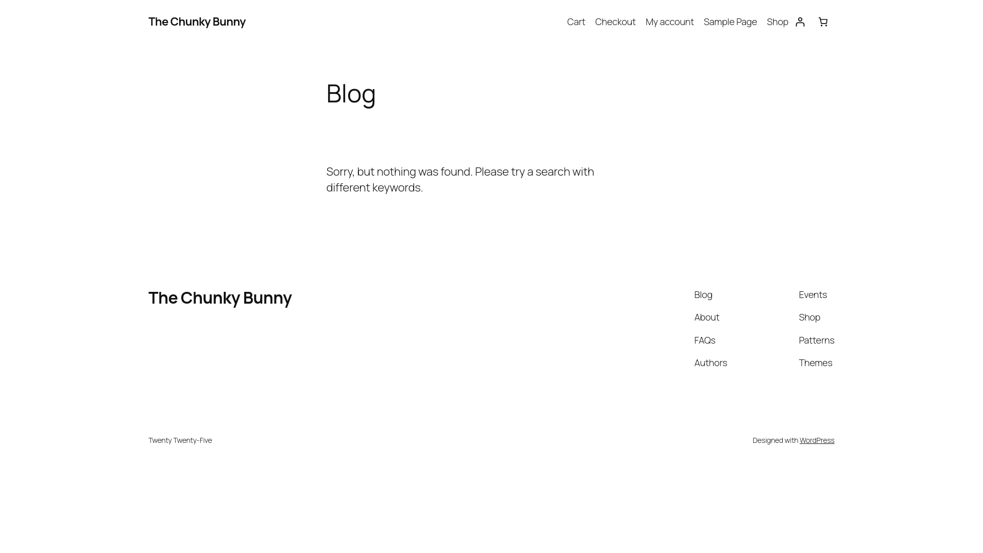 website screenshot of https://thechunkybunnytt.com/