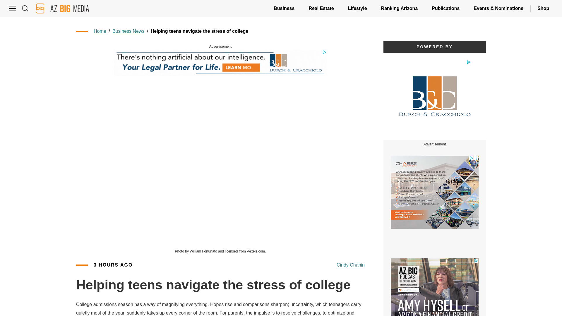 website screenshot of https://azbigmedia.com/business/helping-teens-navigate-the-stress-of-college/