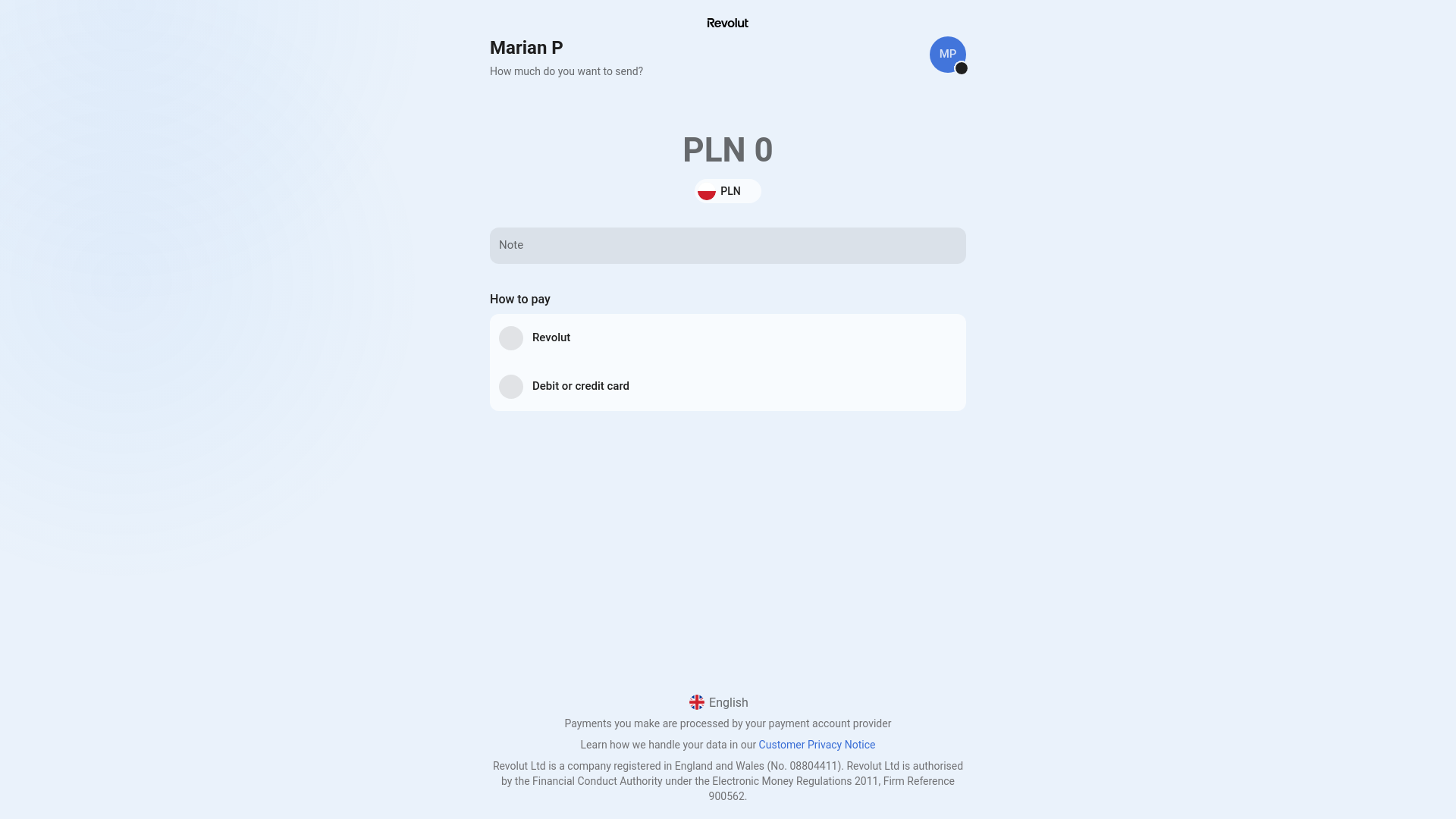 website screenshot of https://revolut.me/mpecyna83