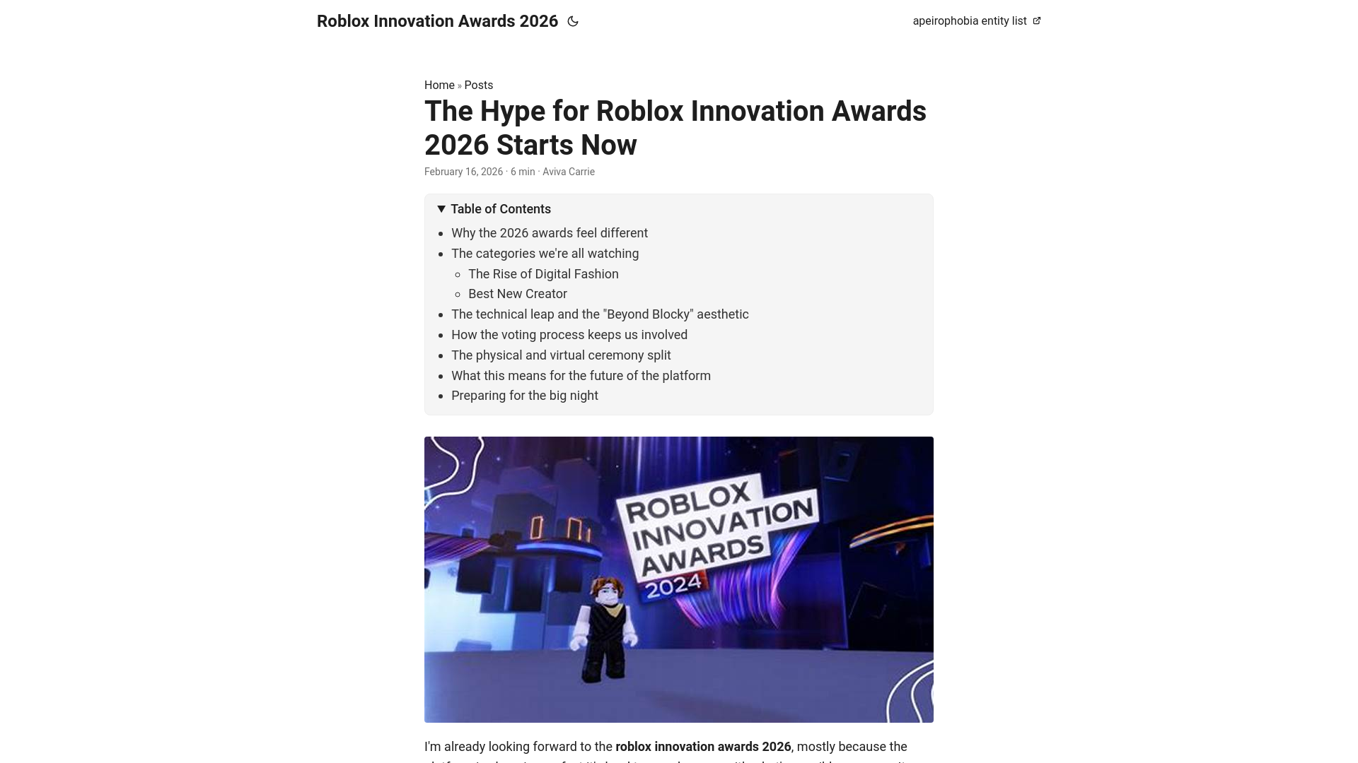 website screenshot of https://roblox-innovation-awards-2026.pages.dev/
