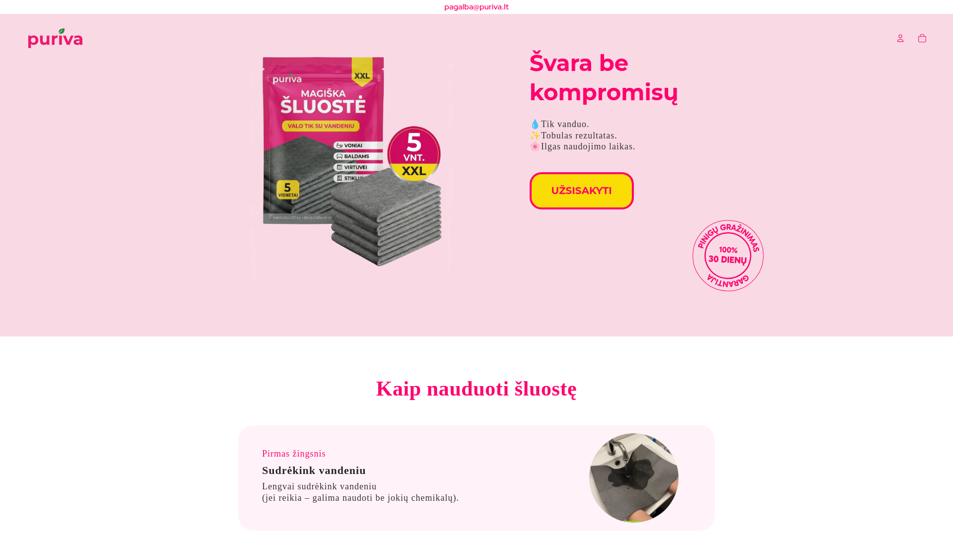 website screenshot of https://puriva.lt/