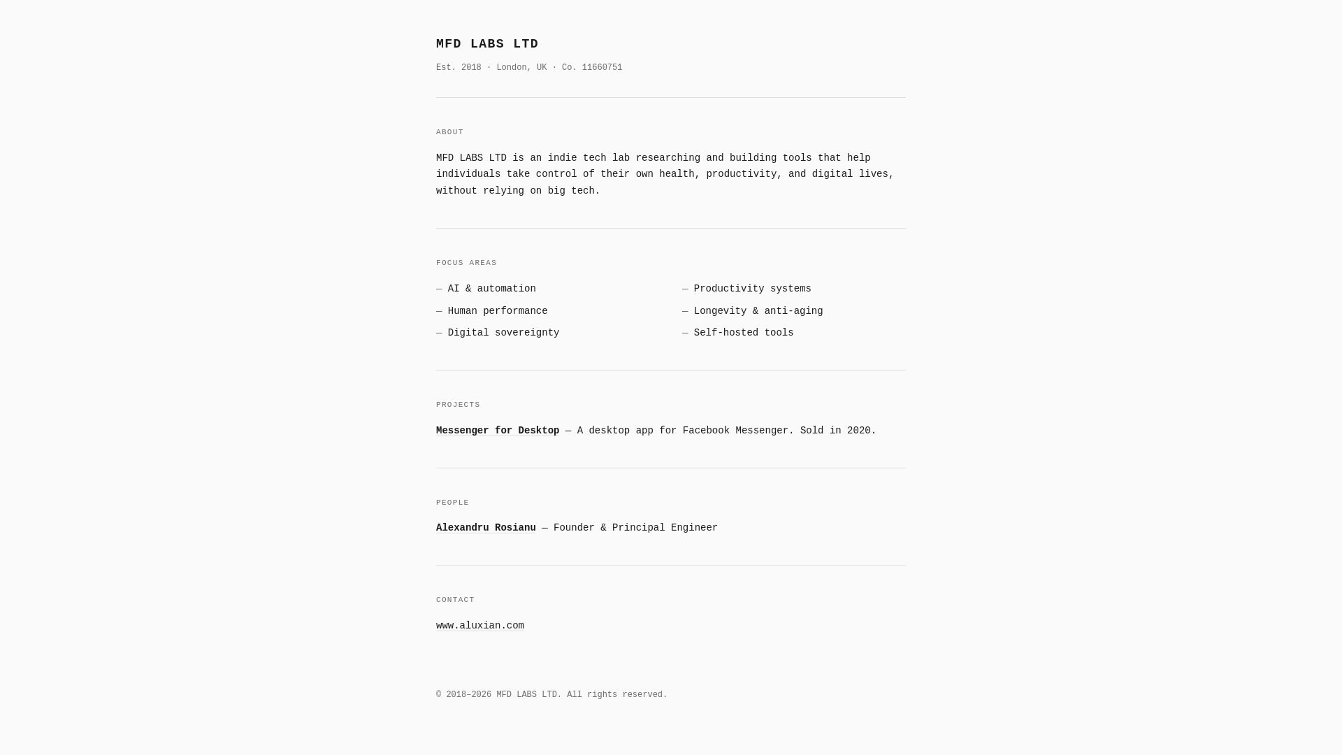 website screenshot of https://mfd-technology.pages.dev/