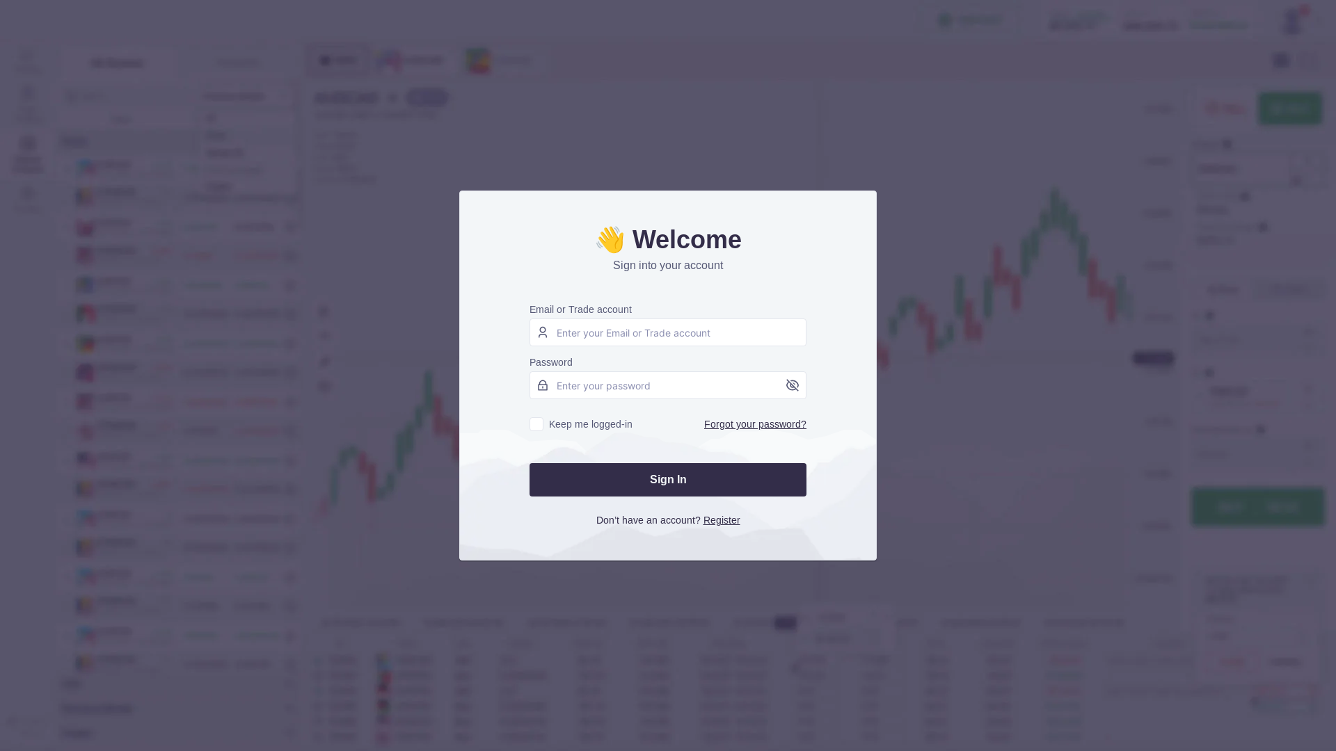 website screenshot of http://webtrader.fin-telligence.net