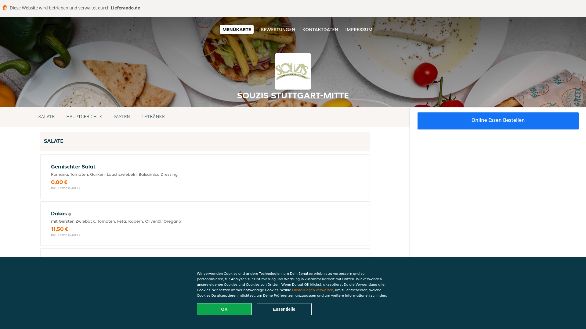 website screenshot of https://souzis-stuttgart.de/