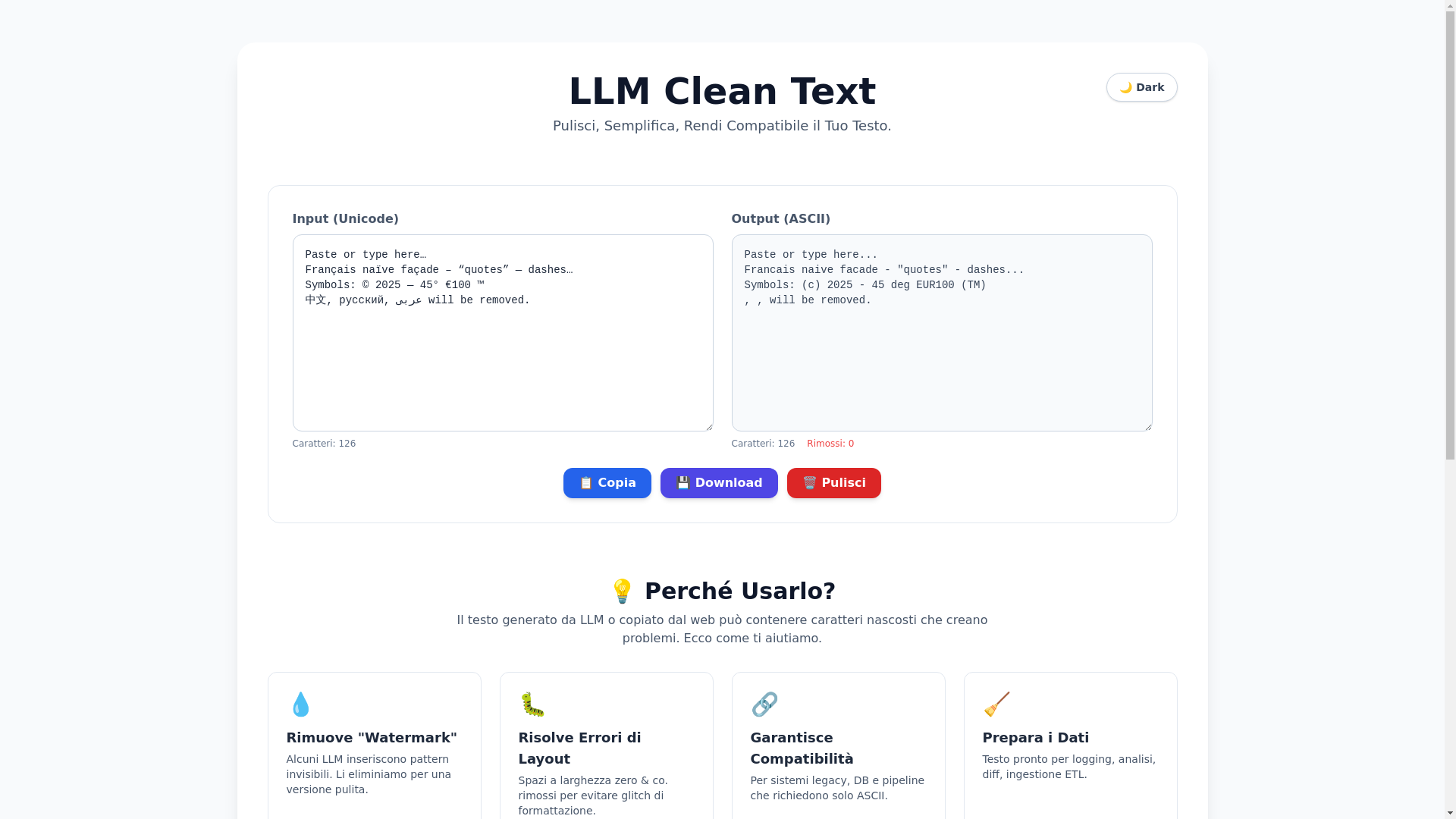 website screenshot of https://unicode2ascii.com/