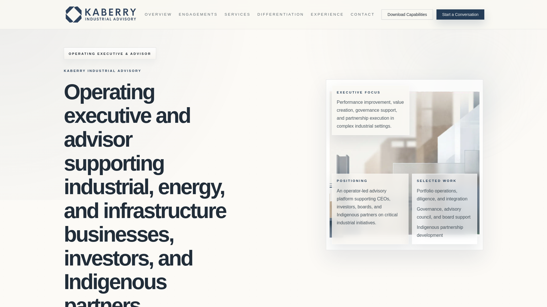 website screenshot of https://kaberryindustrial.com