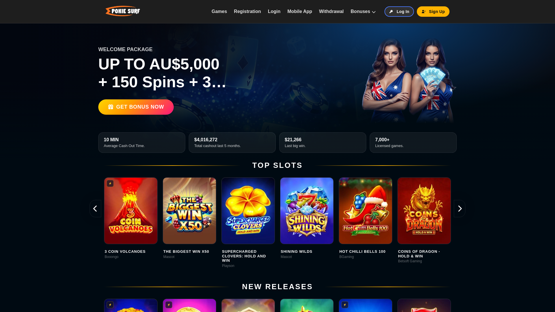 website screenshot of https://pokiesurfcasino-online.com/