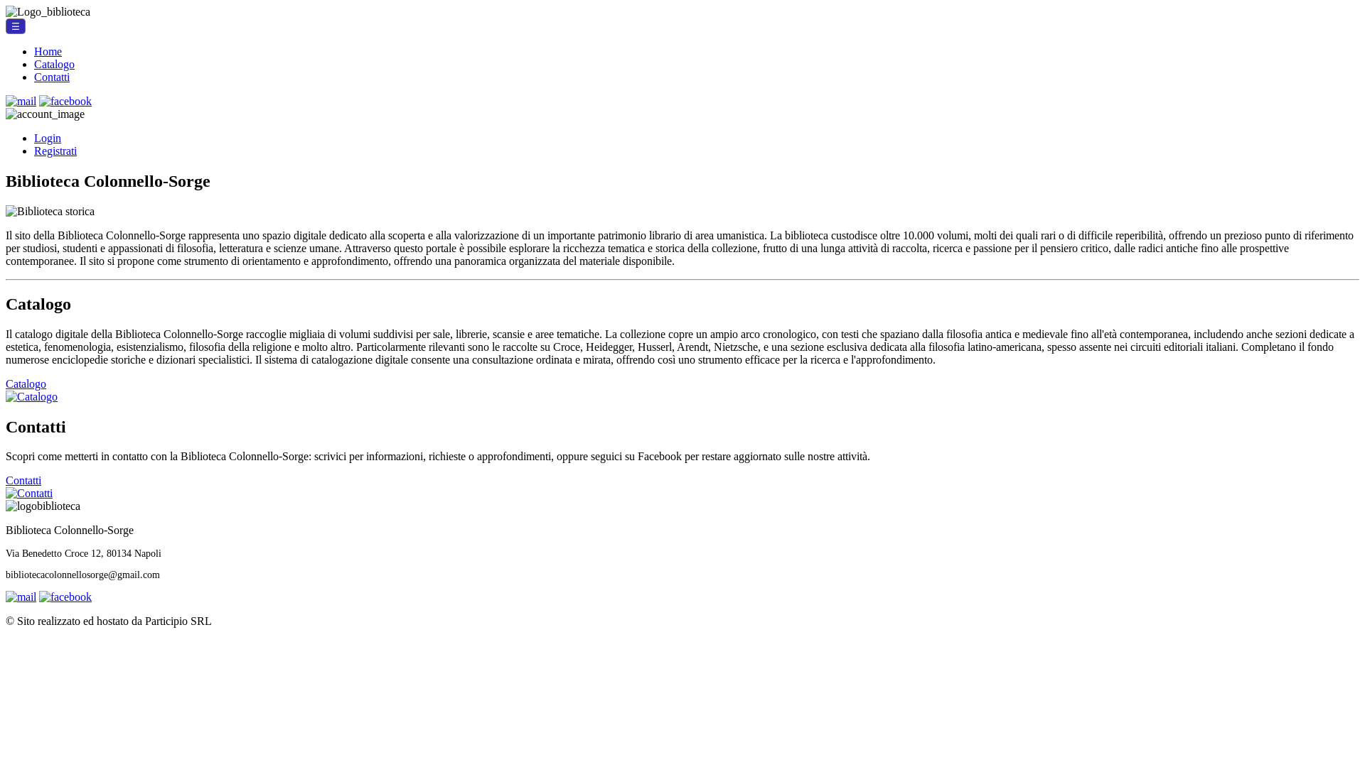 website screenshot of https://bibliotecacolonnellosorge.it/