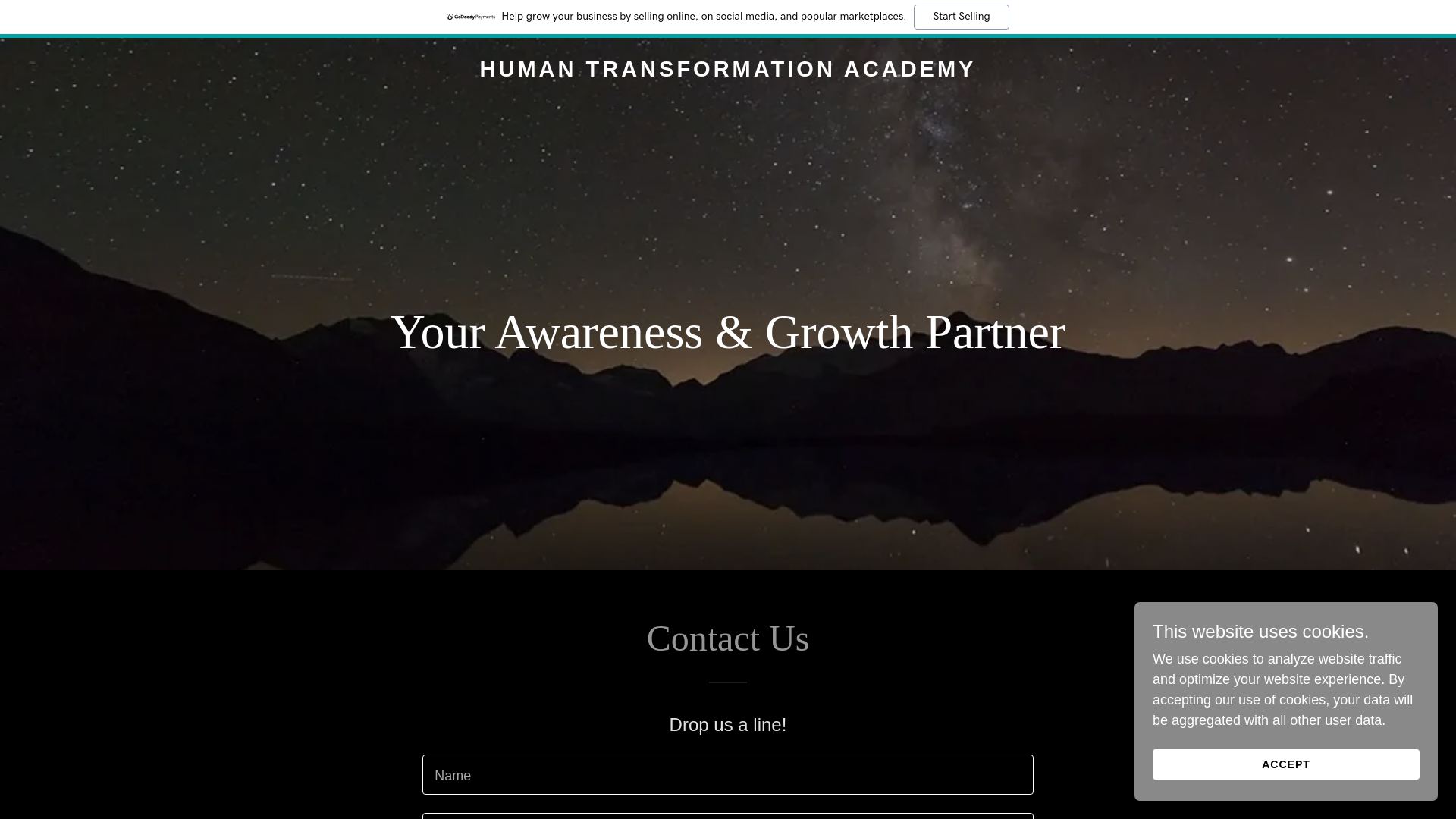 website screenshot of https://humantransformationacademy.com/