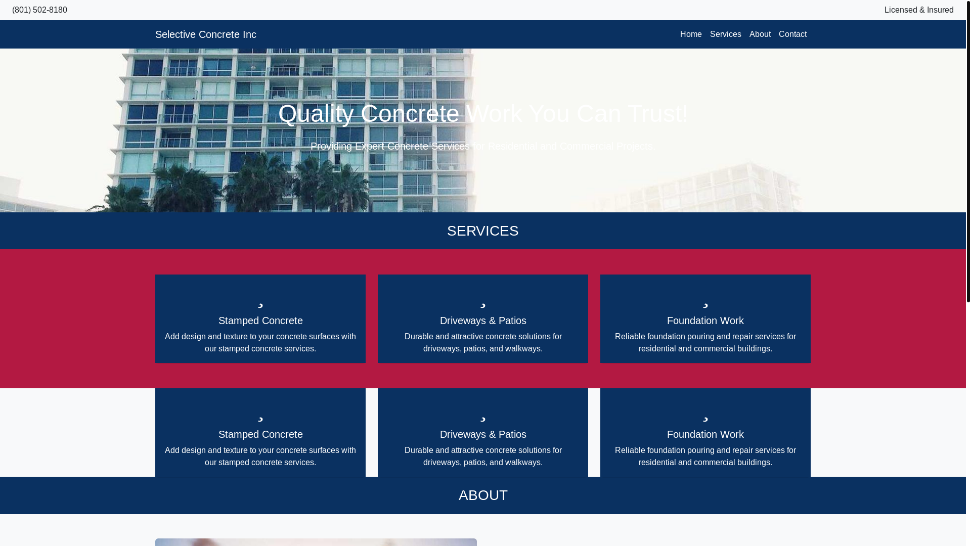 website screenshot of https://selectiveconcreteinc.com/