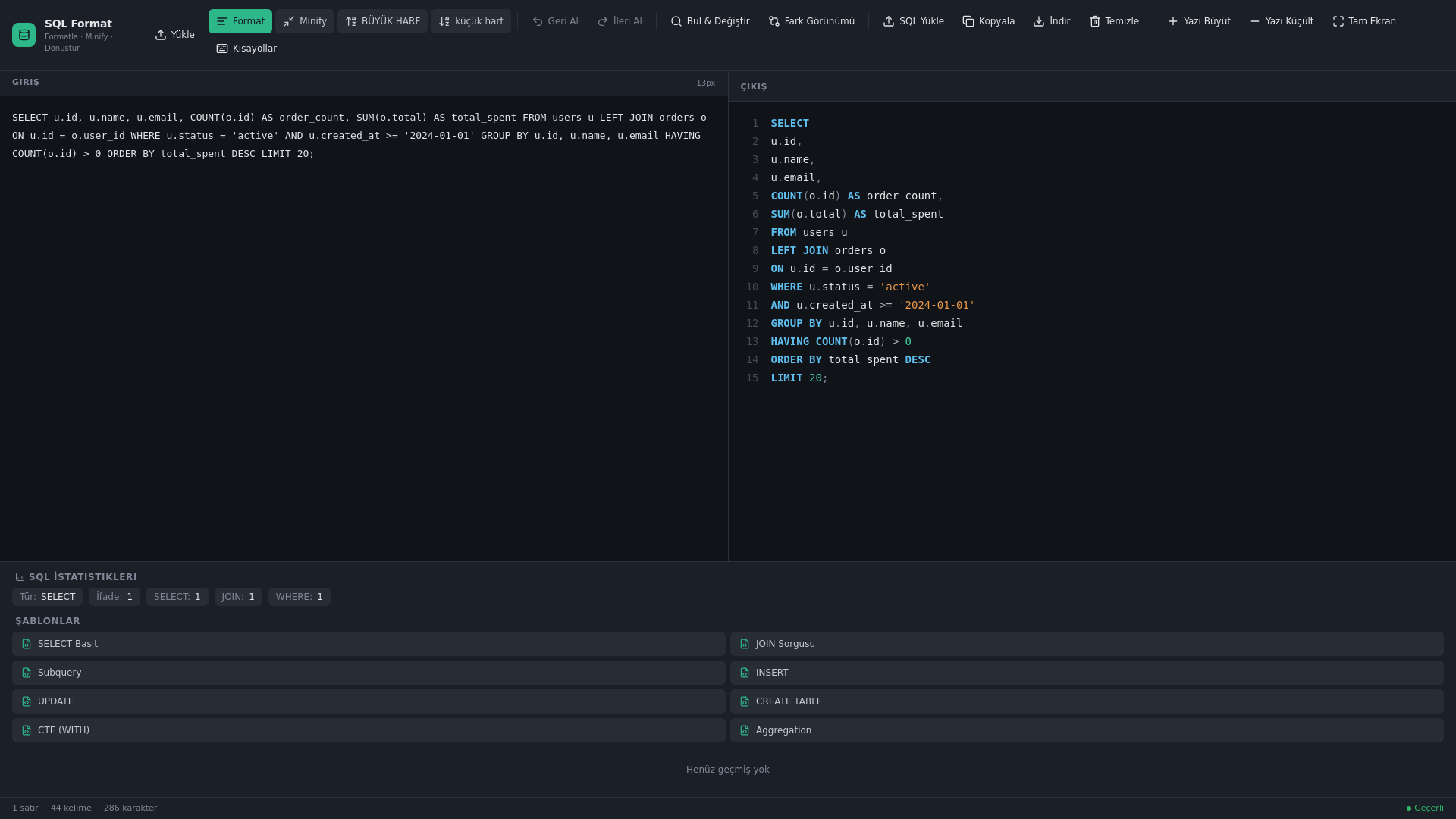 website screenshot of https://sql-format-tool.pages.dev/