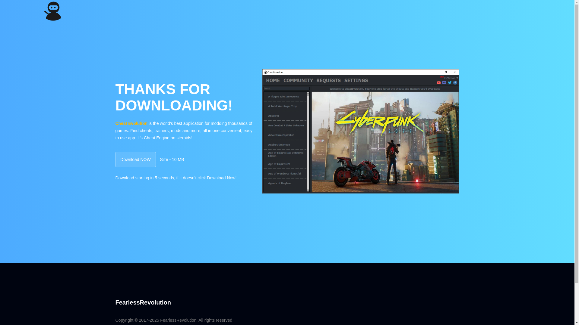 website screenshot of https://fearlessrevolution.com/download/