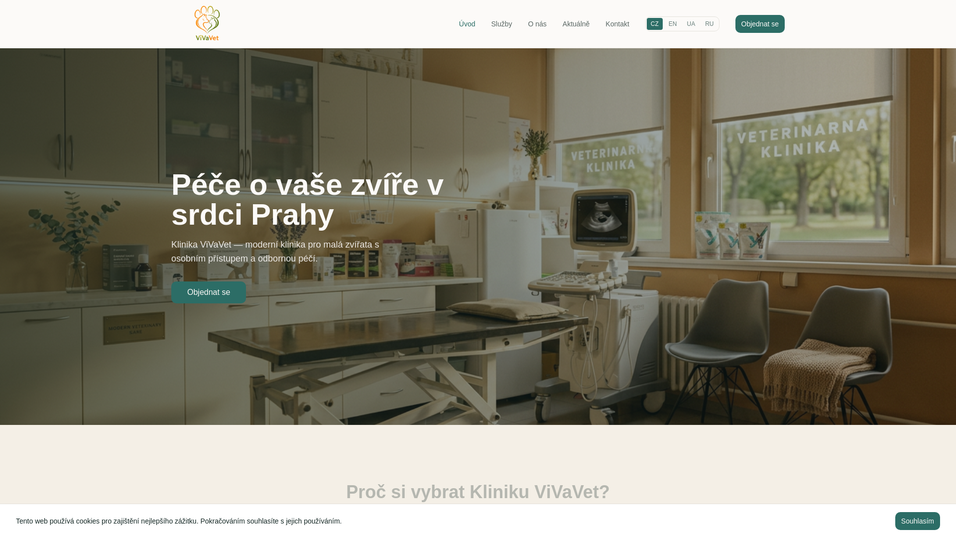 website screenshot of https://vivavet-praha.cz