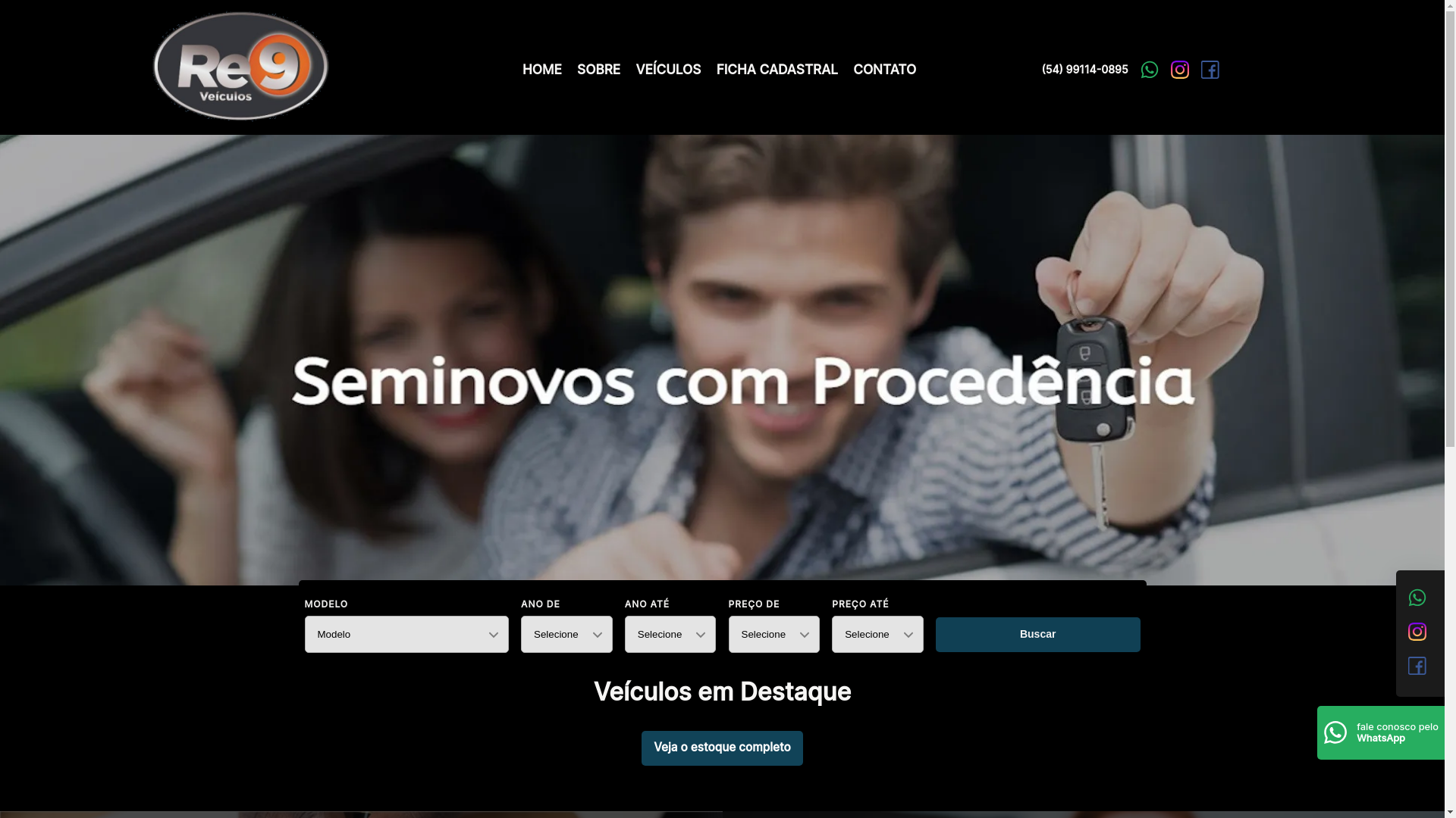 website screenshot of https://re9veiculoscarazinho.com.br/