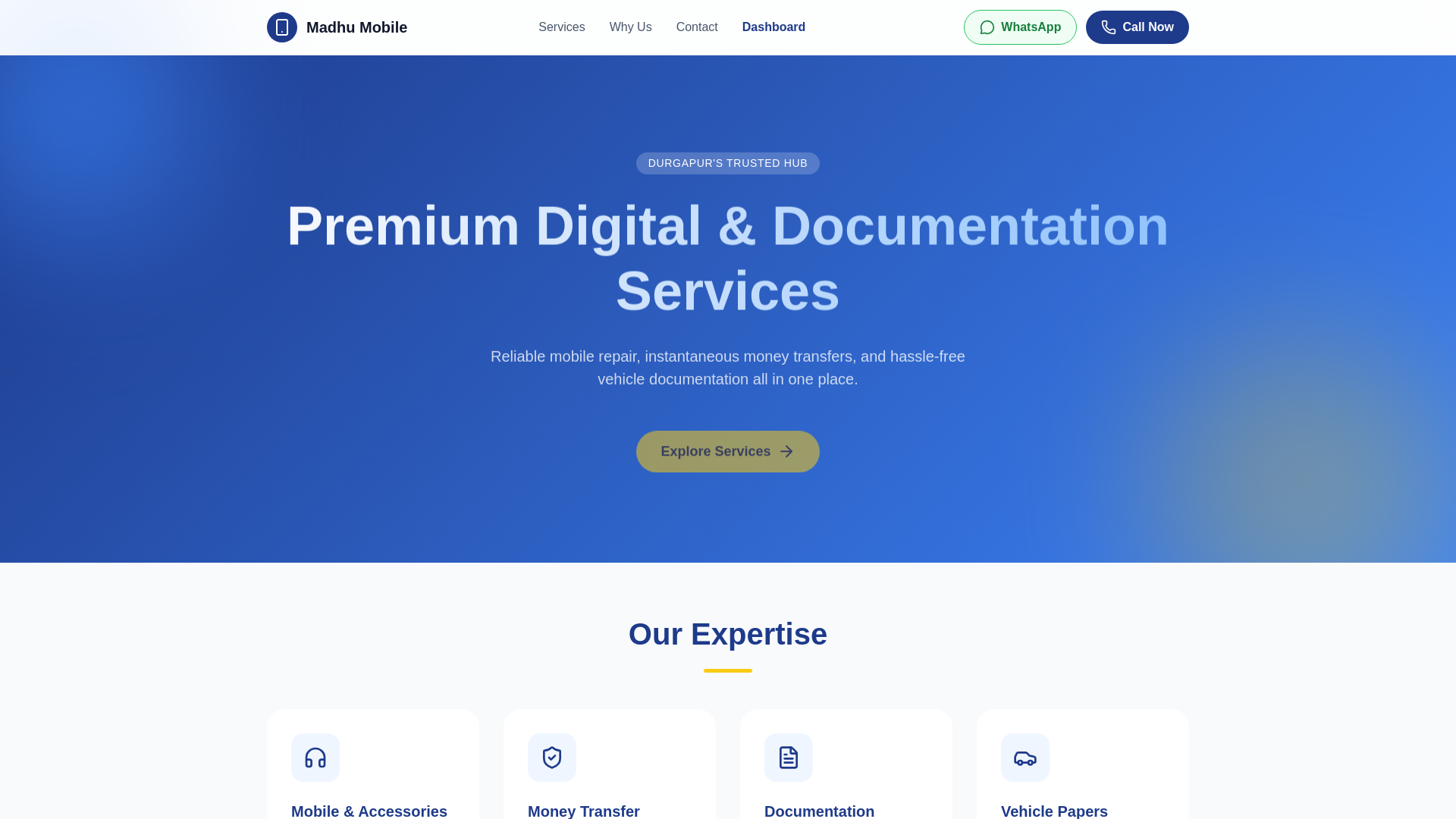 website screenshot of https://madhumobile.pages.dev/