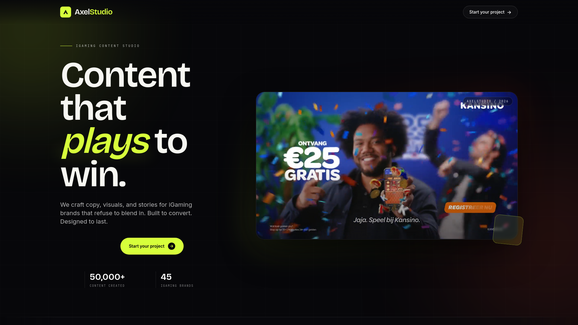 website screenshot of https://axelstudio.io/