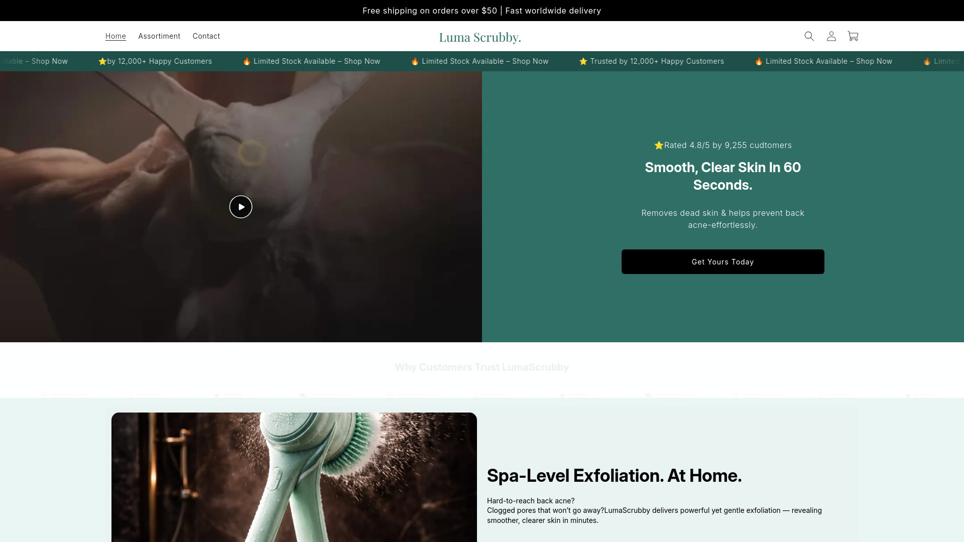website screenshot of https://lumascrubby.com/
