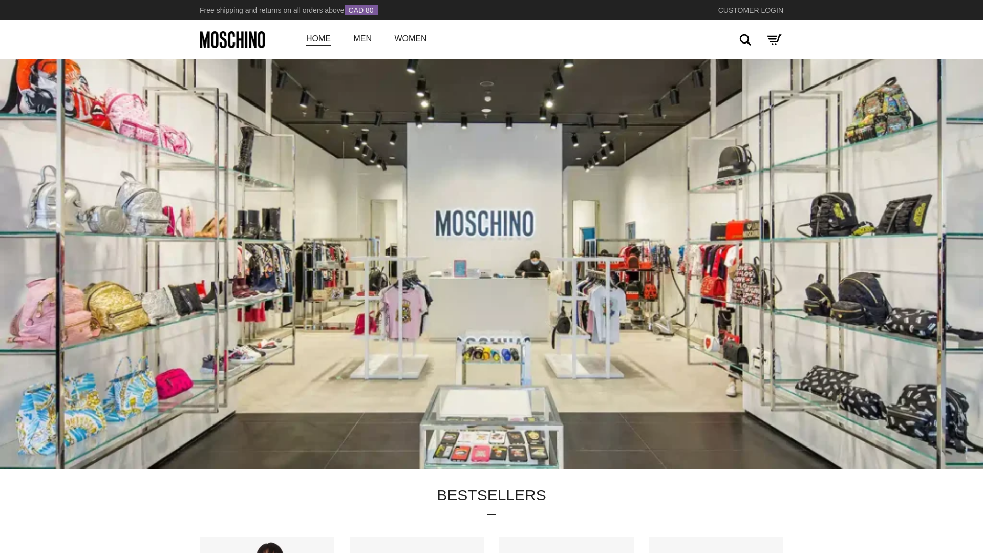 website screenshot of https://www.moschinocanada.com
