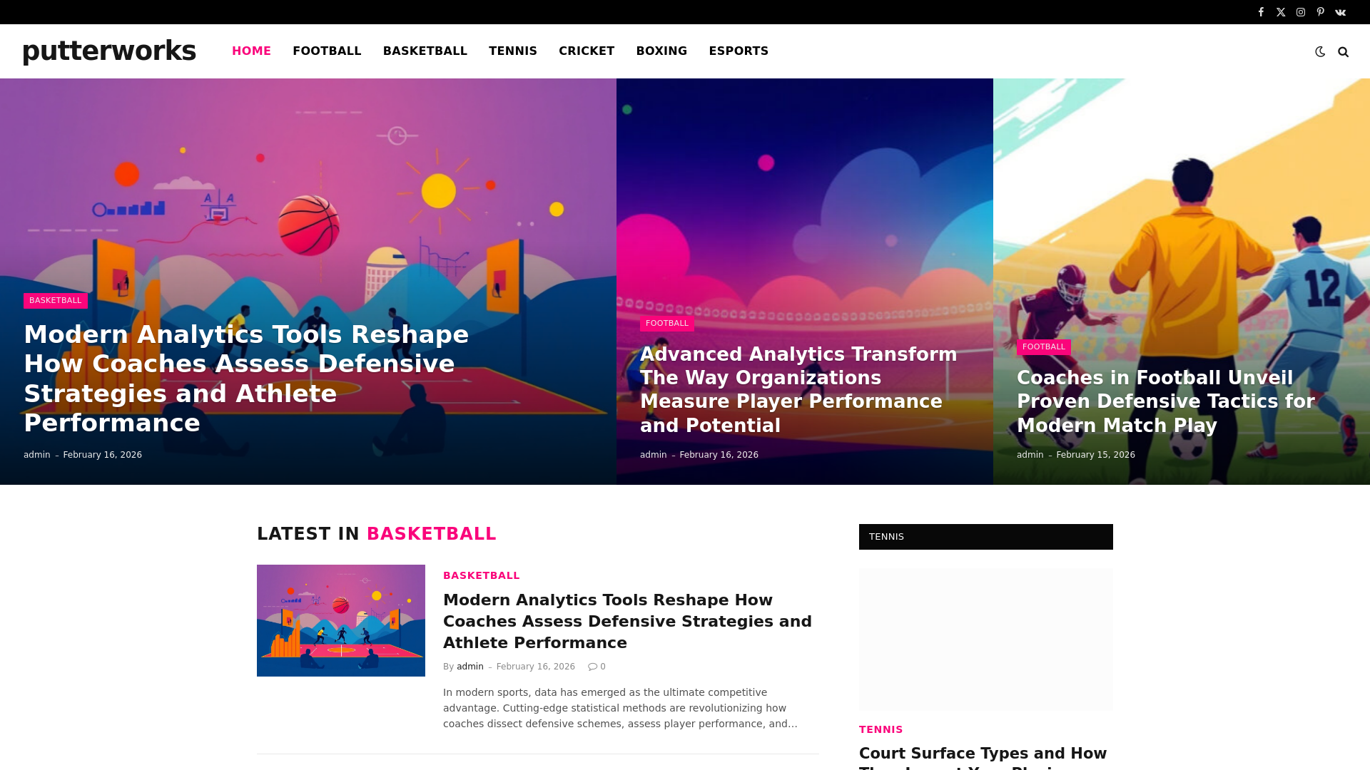 website screenshot of https://putterworks.co.uk/