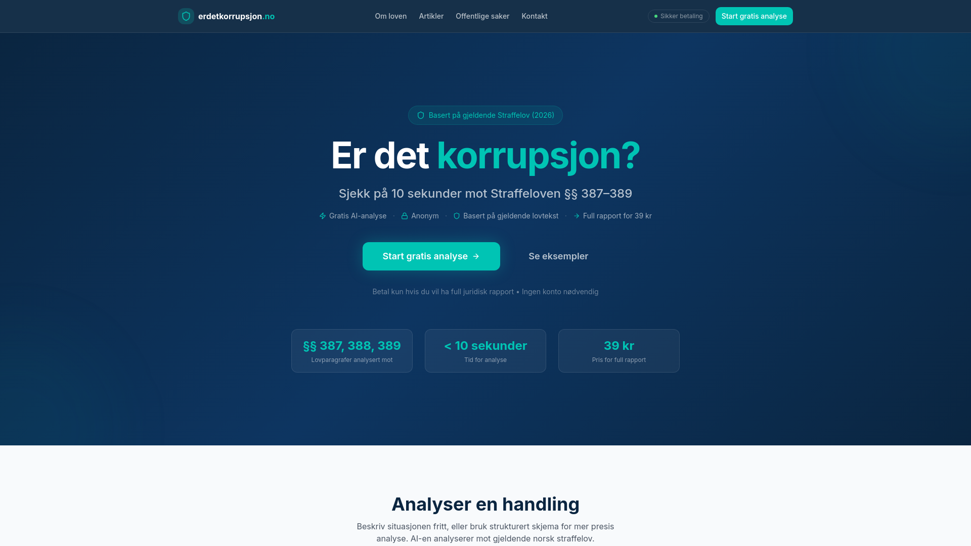 website screenshot of https://erdetkorrupsjon.no/