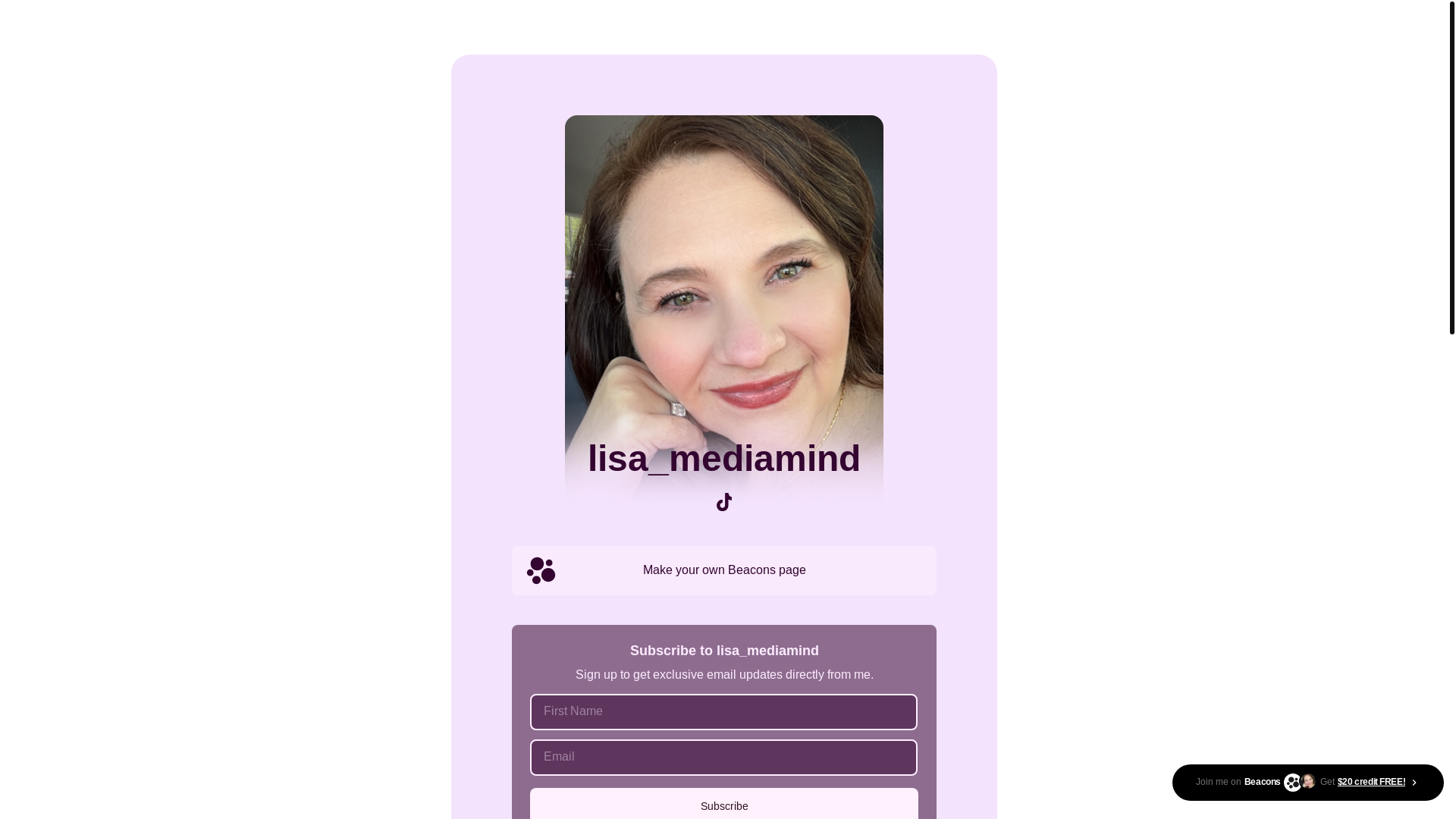 website screenshot of https://lisamediamind.com/