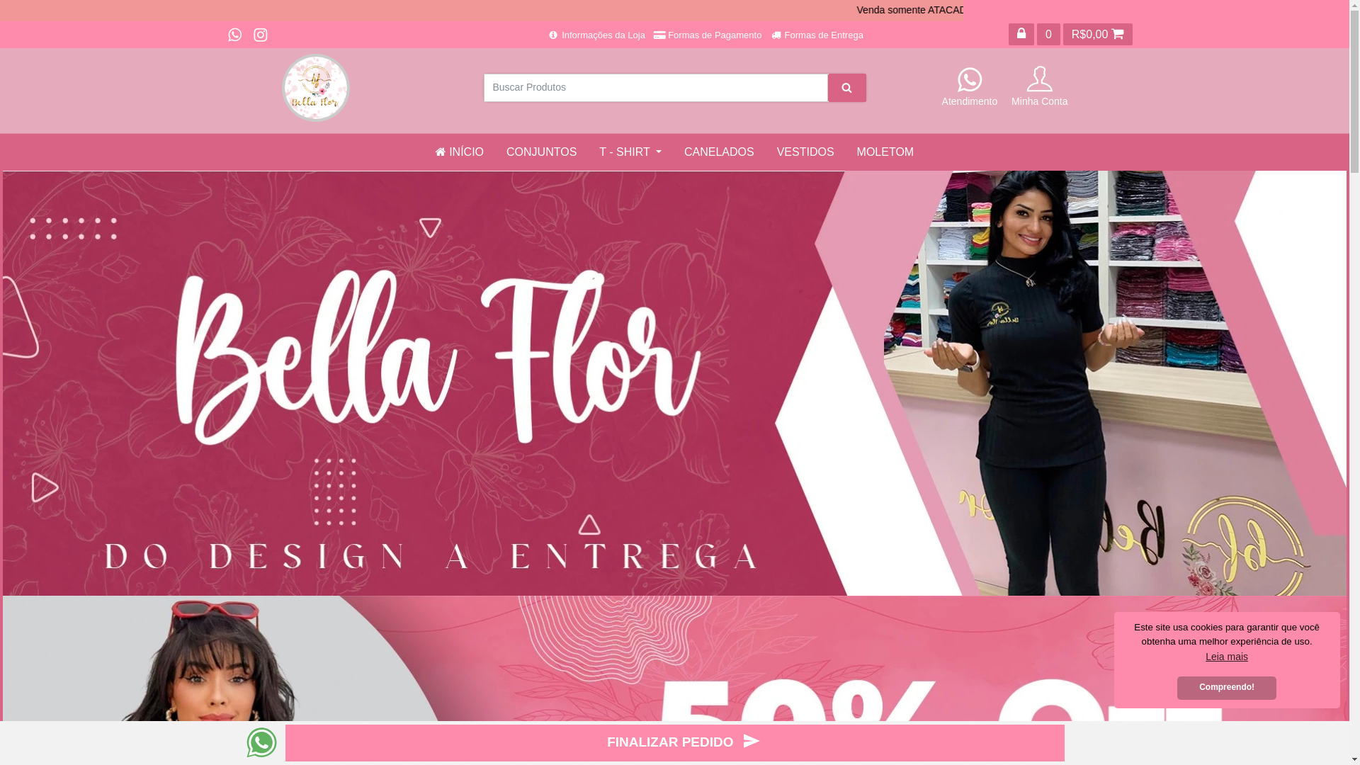website screenshot of https://bellaflorcriacoes.com.br/