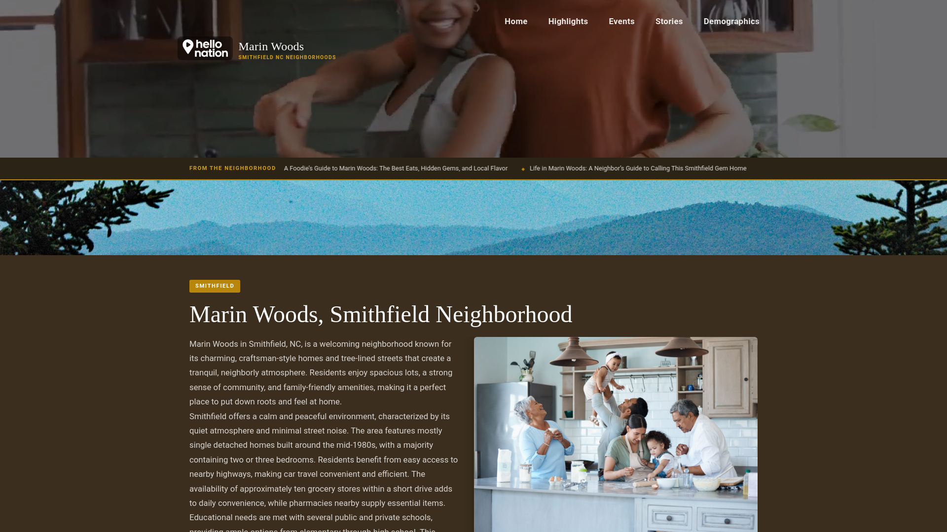 website screenshot of https://marinwoodssmithfieldneighborhood.org/
