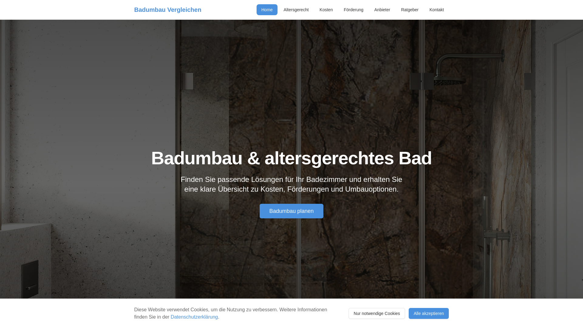 website screenshot of https://badumbau-vergleichen.de/
