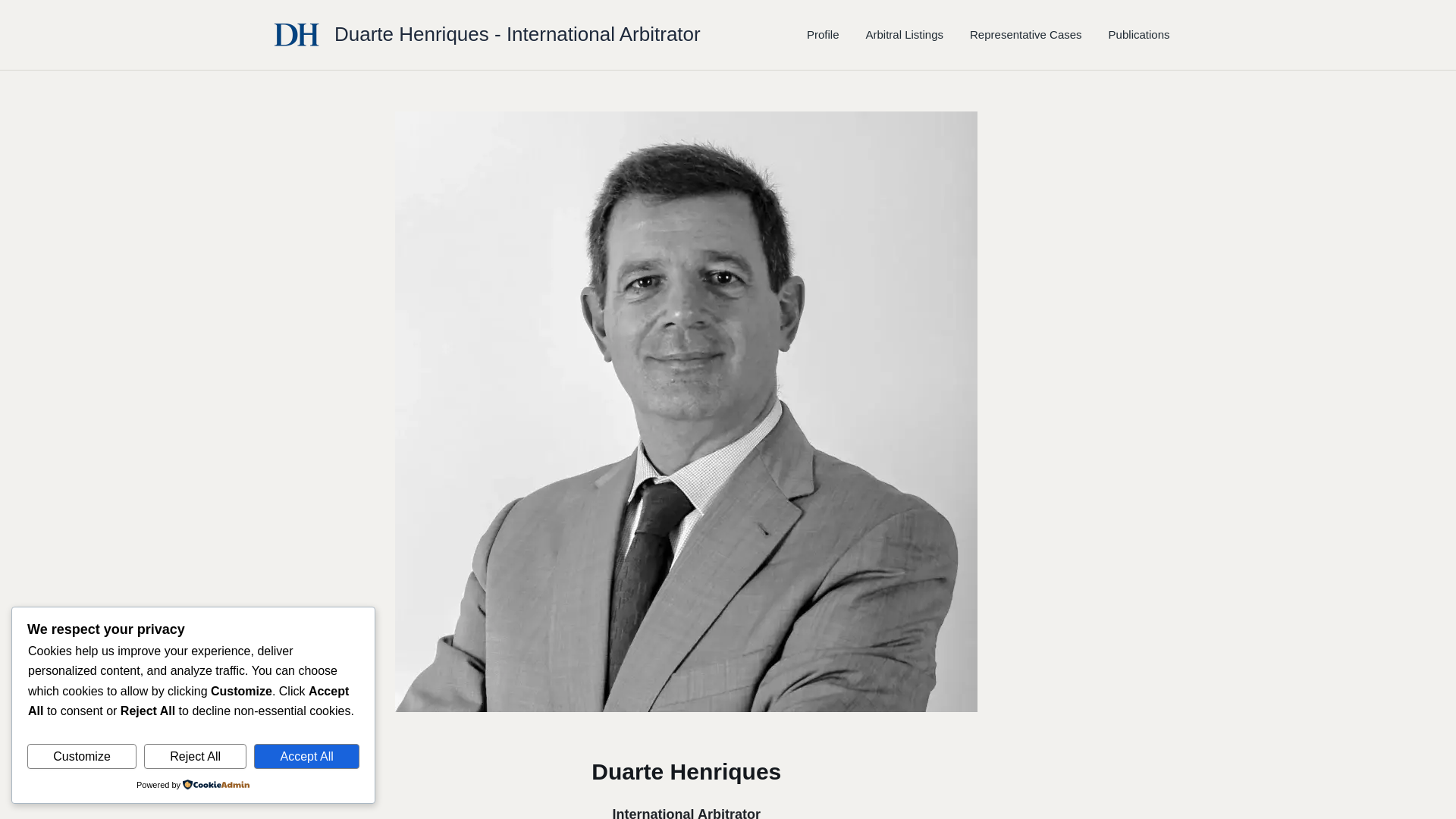 website screenshot of https://henriques-arbitration.com/