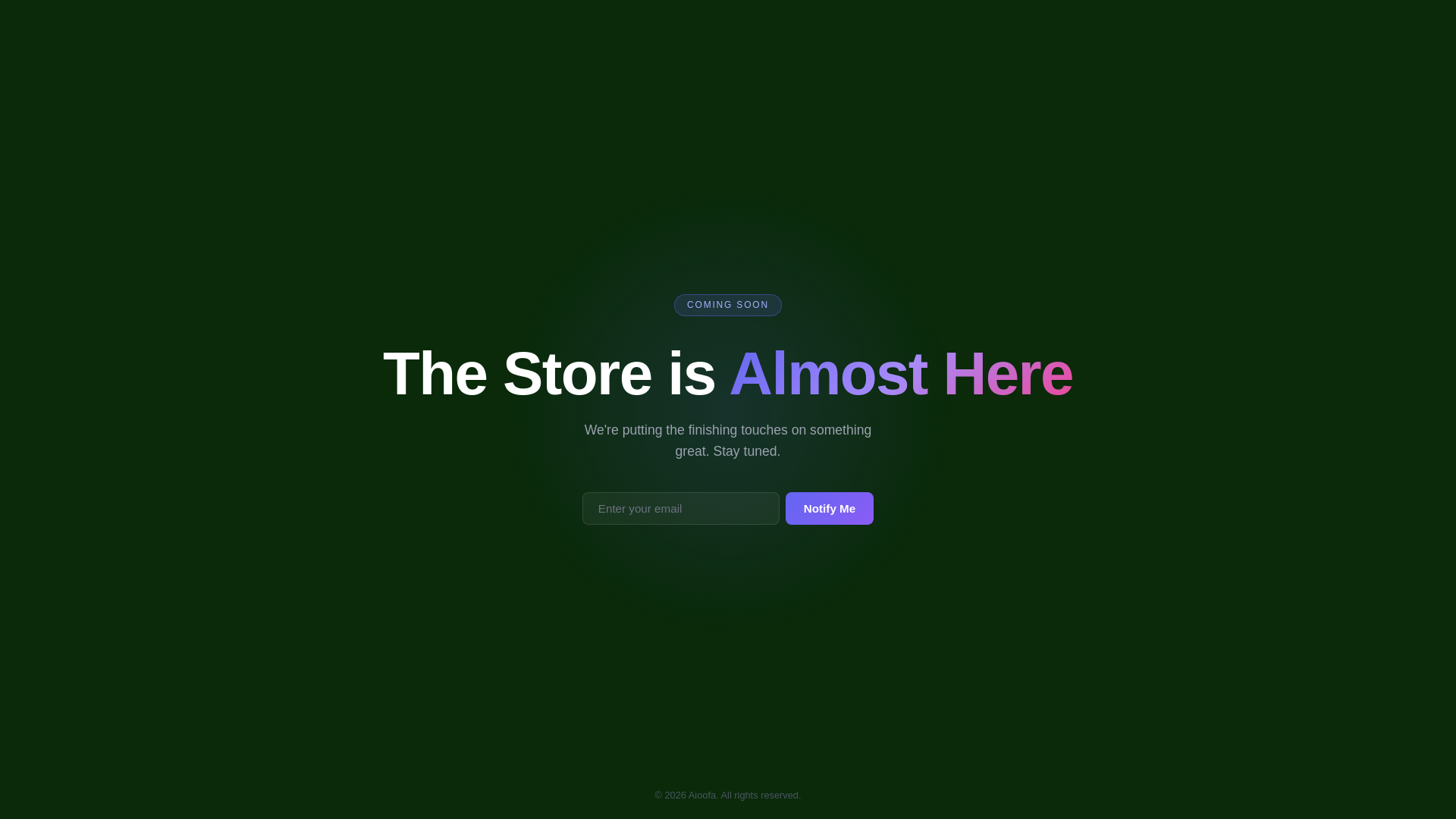 website screenshot of https://aioofa.store/