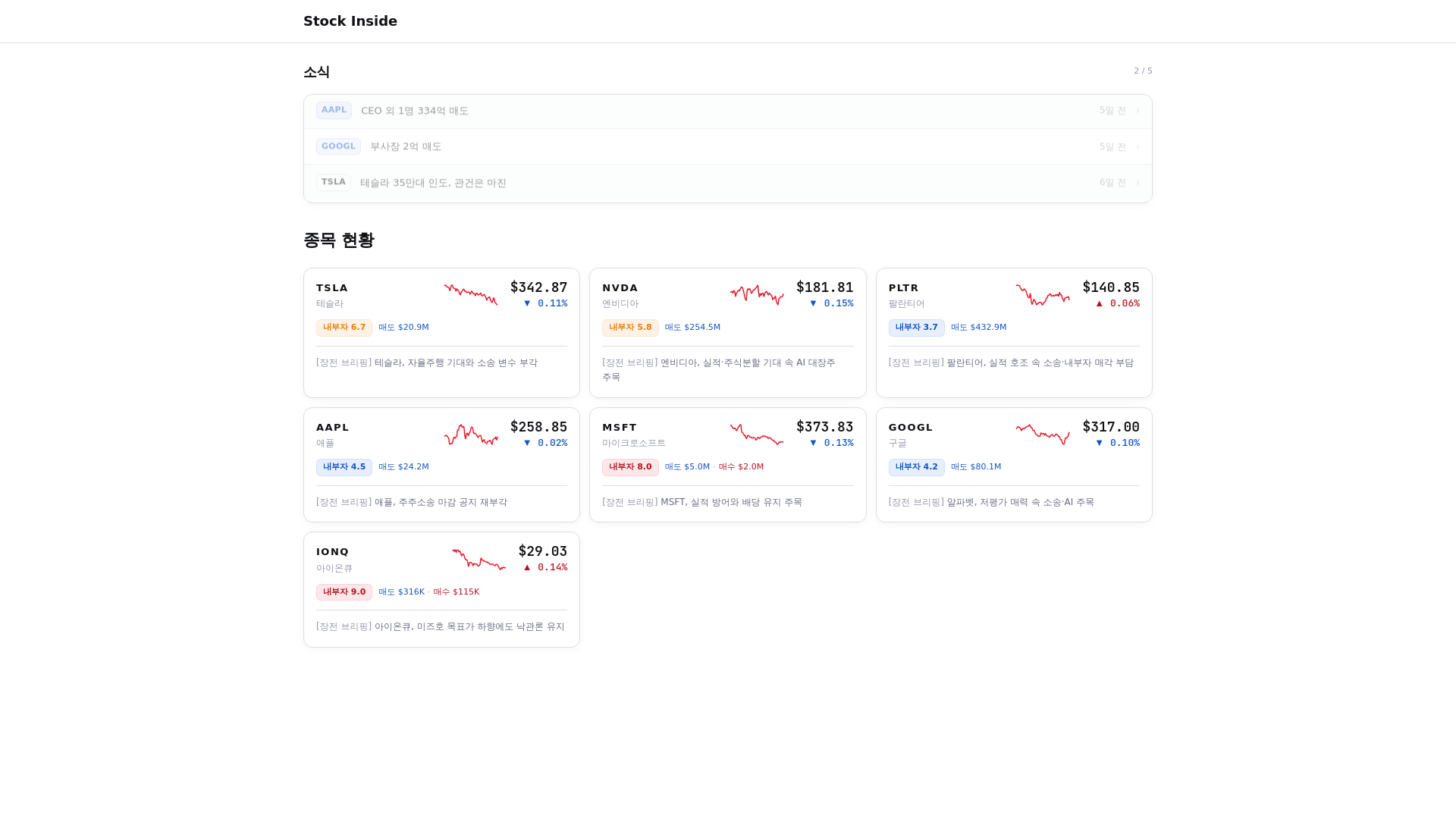 website screenshot of https://stockinside.xyz/