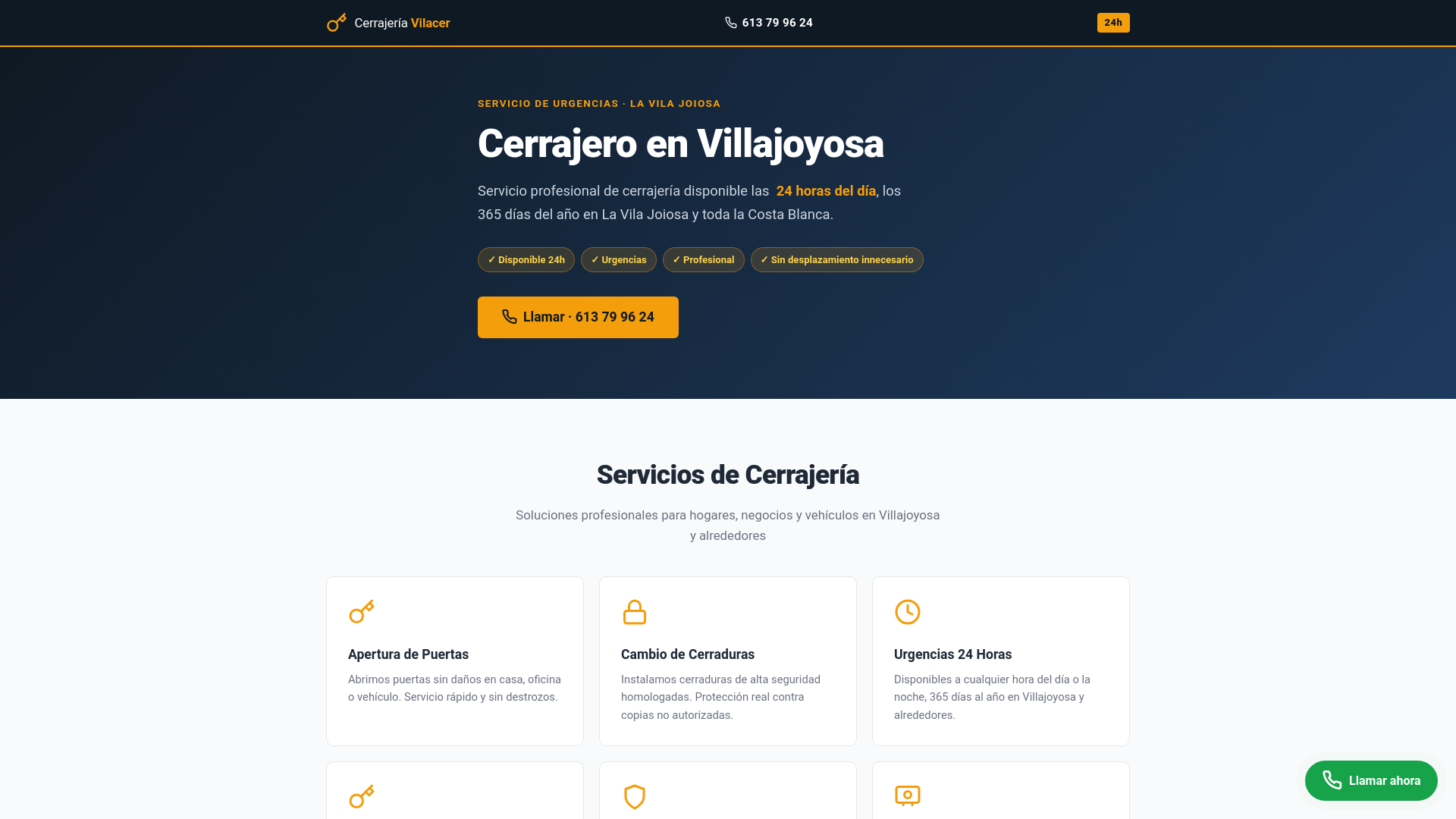 website screenshot of https://cerrajerovillajoyosas.com/