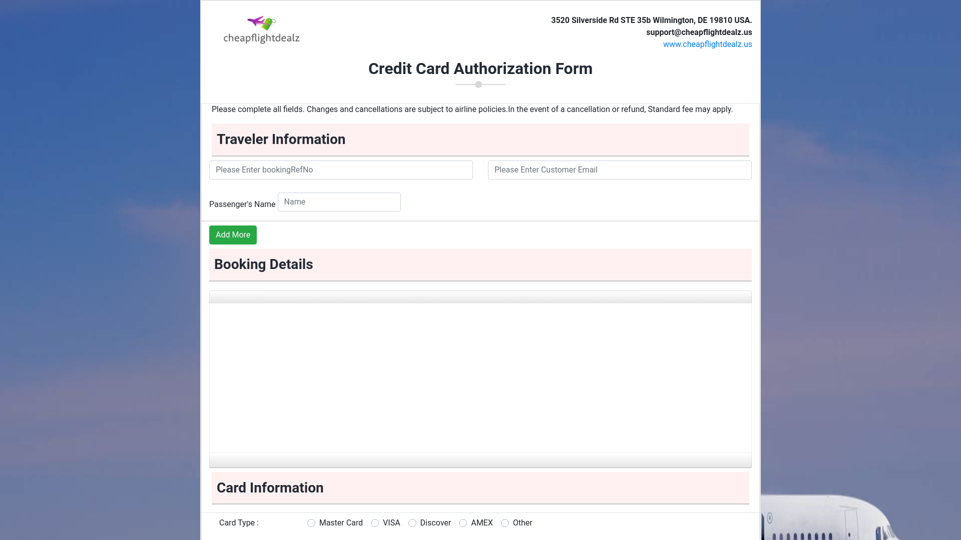 website screenshot of https://cheapflightdealz.us/