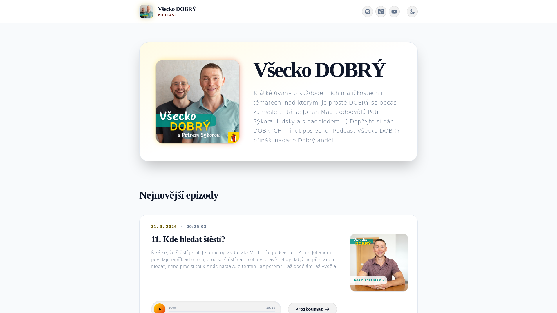 website screenshot of https://podcast-vsecko-dobry.pages.dev/