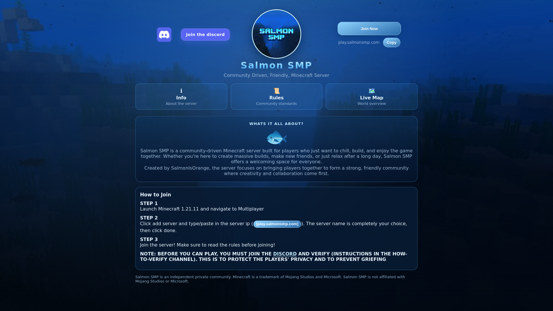 website screenshot of https://salmonsmp.com/