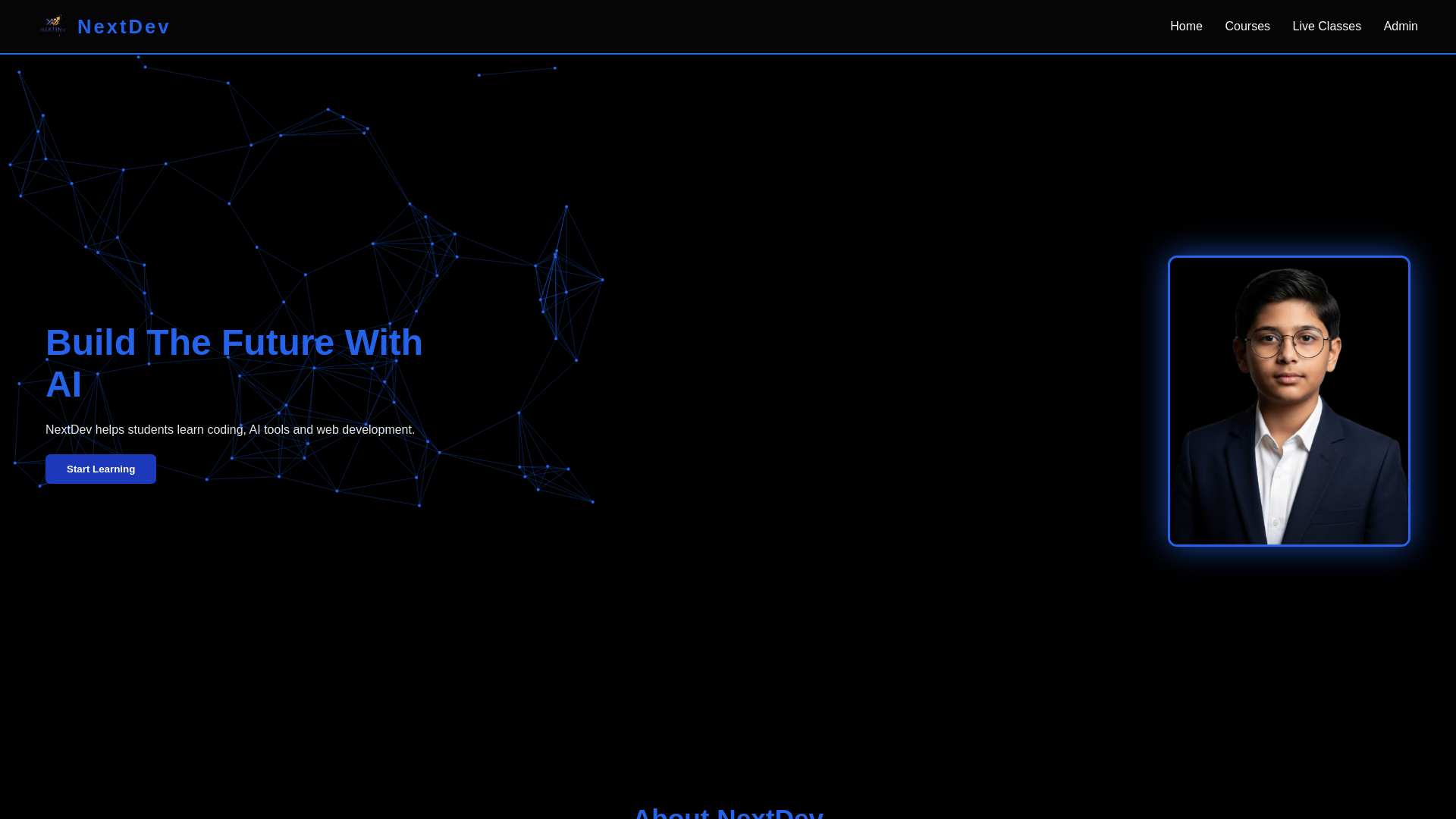 website screenshot of https://nextdevelopers.in/