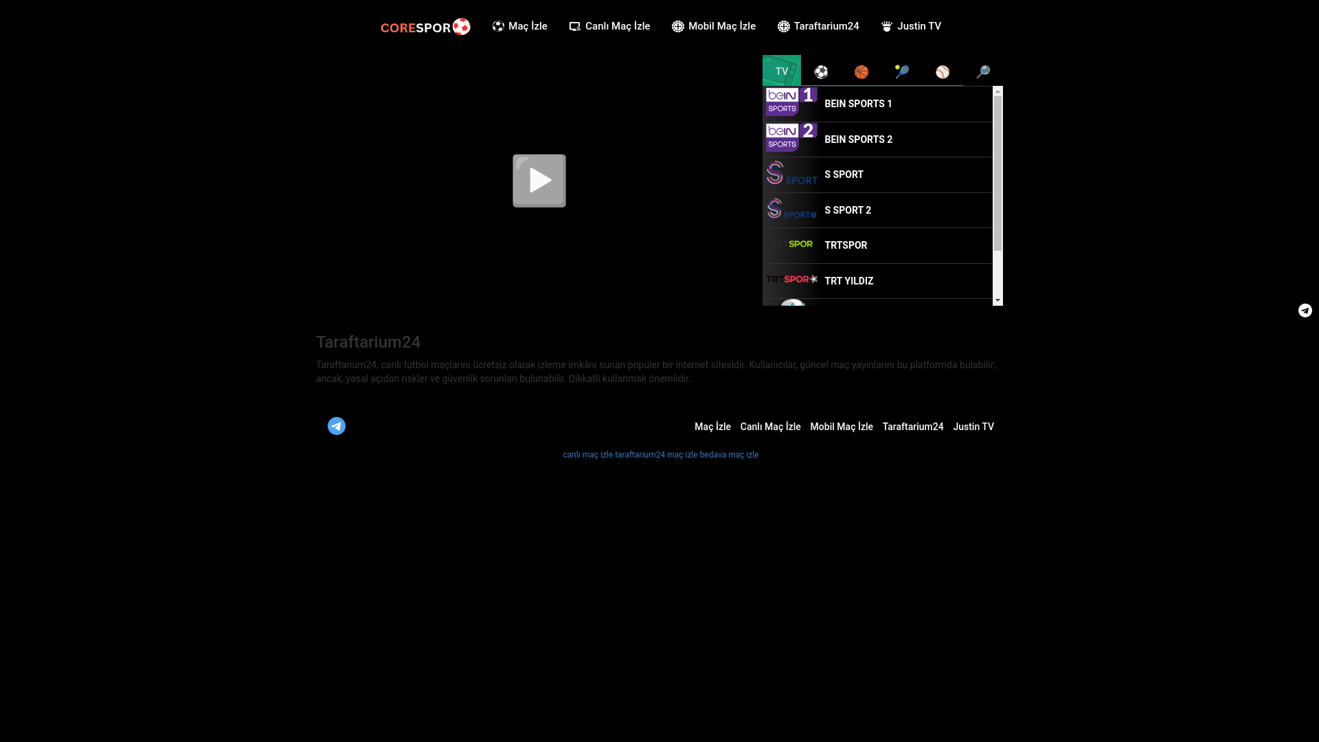 website screenshot of https://taraftarium99.in/